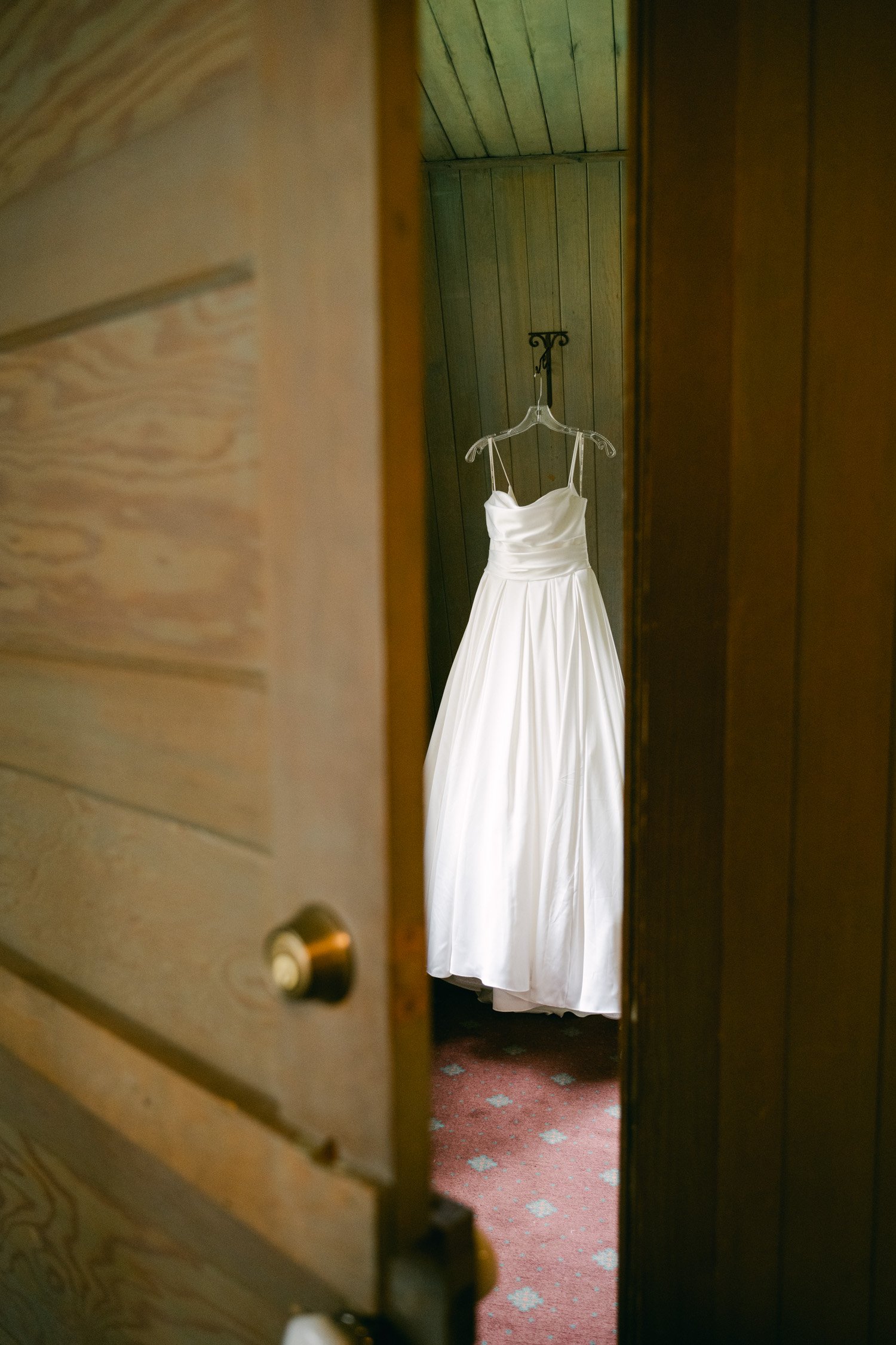 Valhalla Lake Tahoe wedding, photo of a classic silk wedding dress 