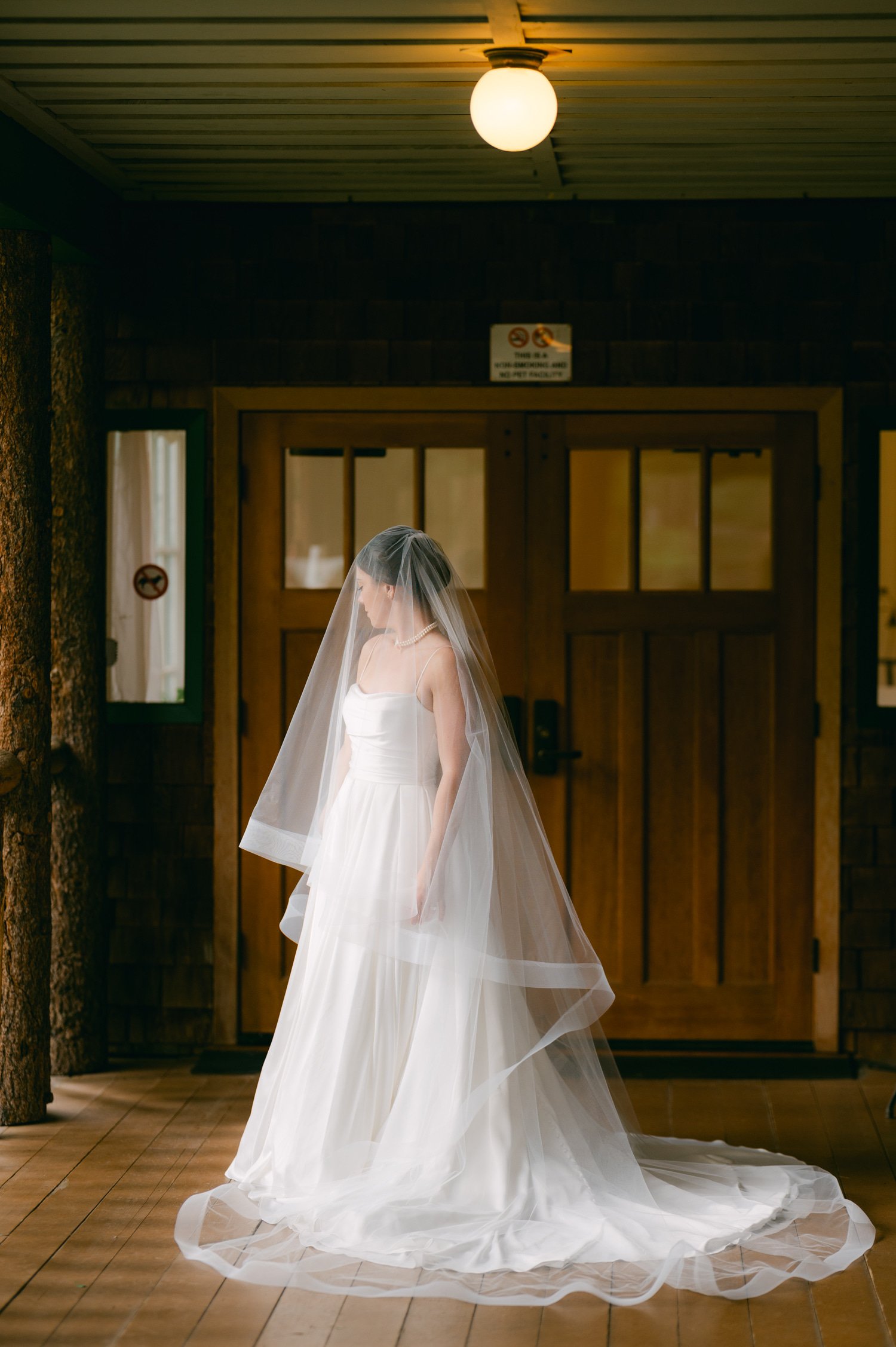 Valhalla Lake Tahoe wedding, photo of the wedding dress and the beautiful veil