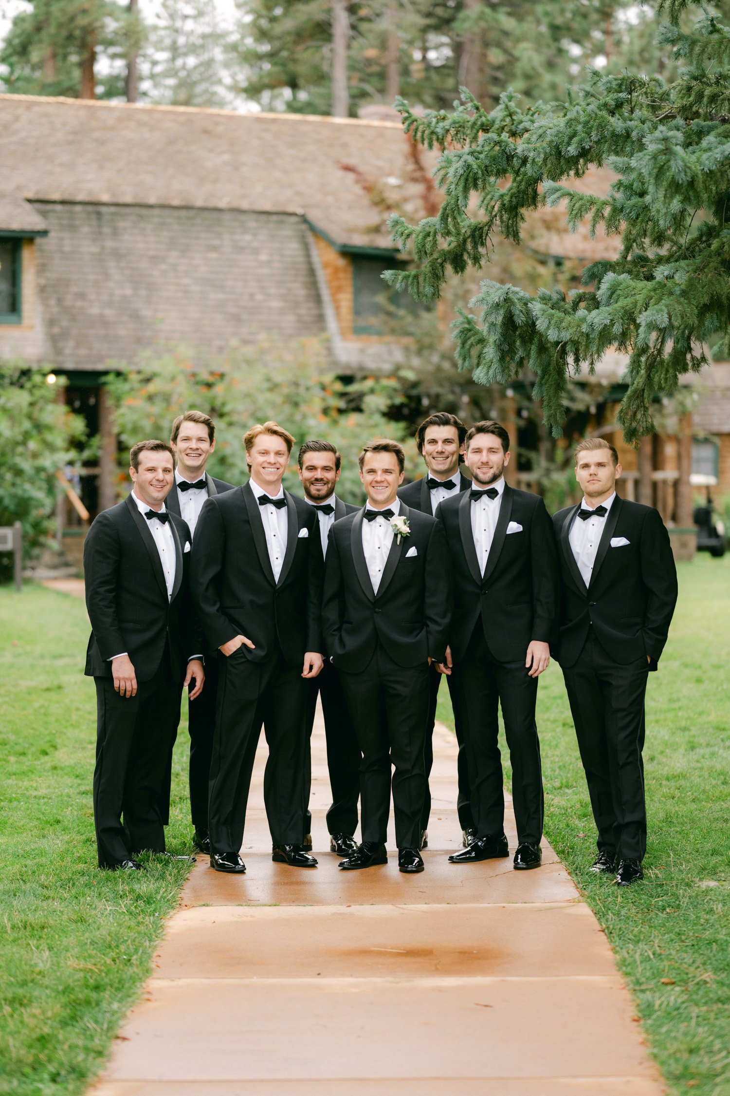 Valhalla Lake Tahoe wedding, photo of the groom and groomsmen
