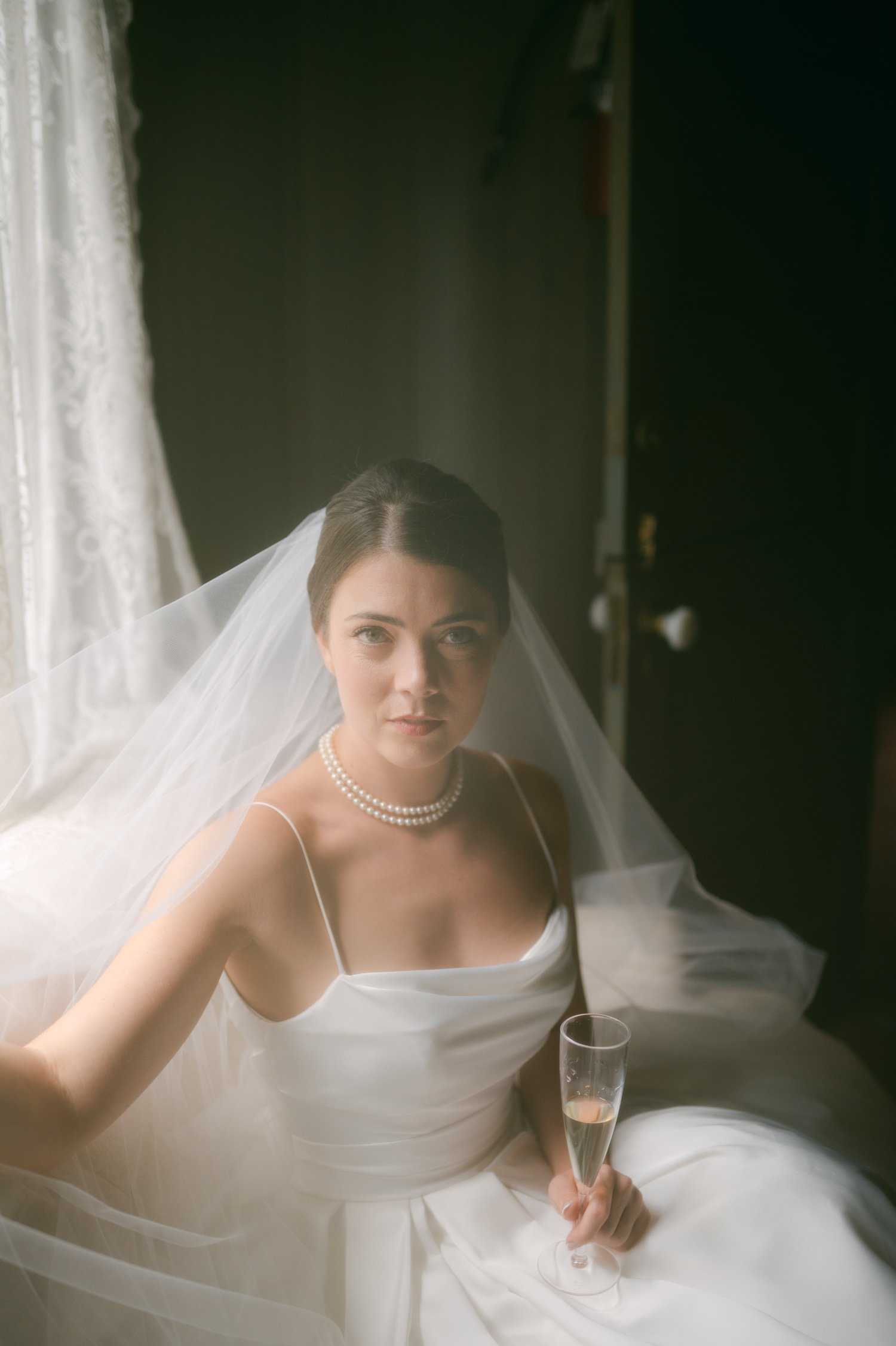 Valhalla Lake Tahoe wedding, photo of the beautiful bride wearing her veil getting ready for the ceremony