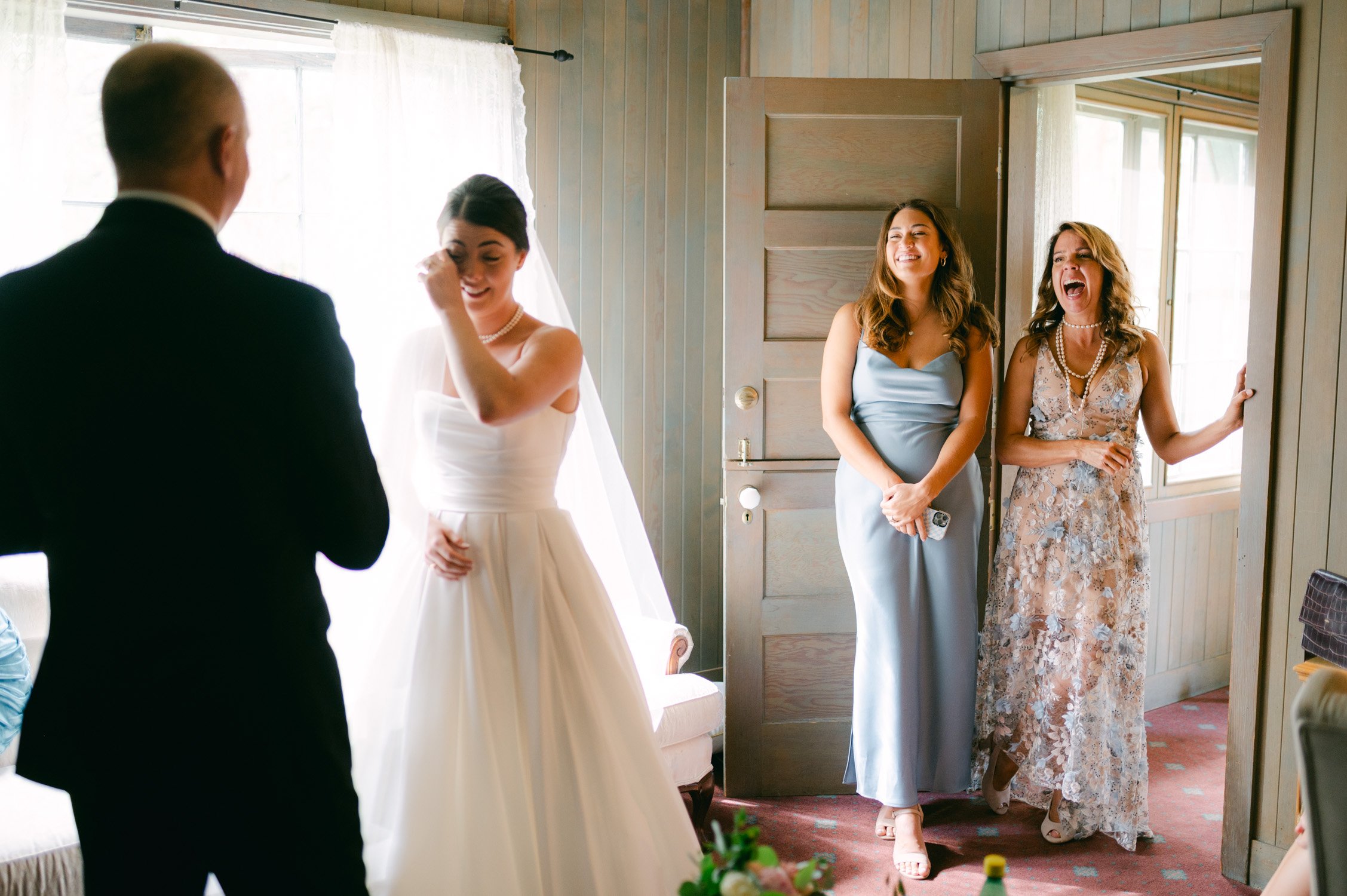 Valhalla Lake Tahoe wedding, photo of the bride's emotional first look with her father