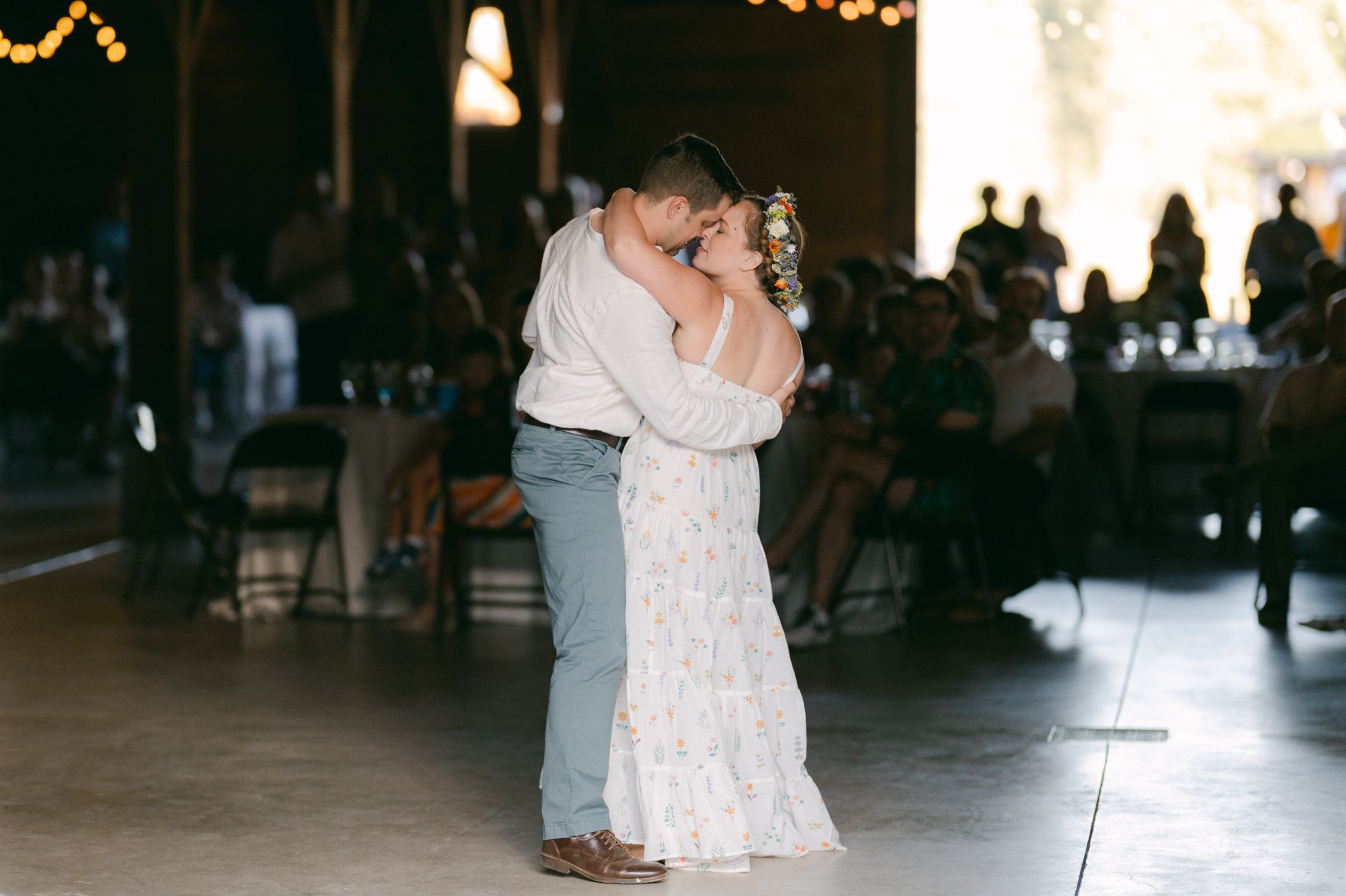 graeagle corner barn wedding, photo of the newlywed couple during their first dance