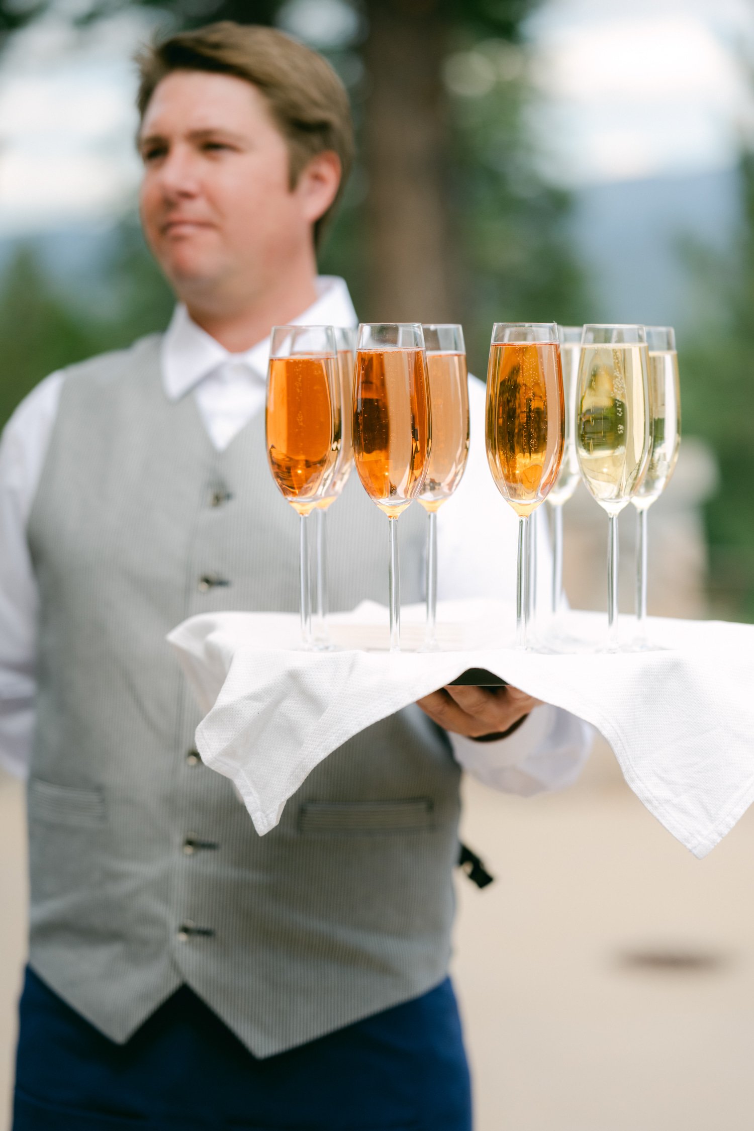 Martis Camp Wedding, photo of the wedding drinks served before the ceremony