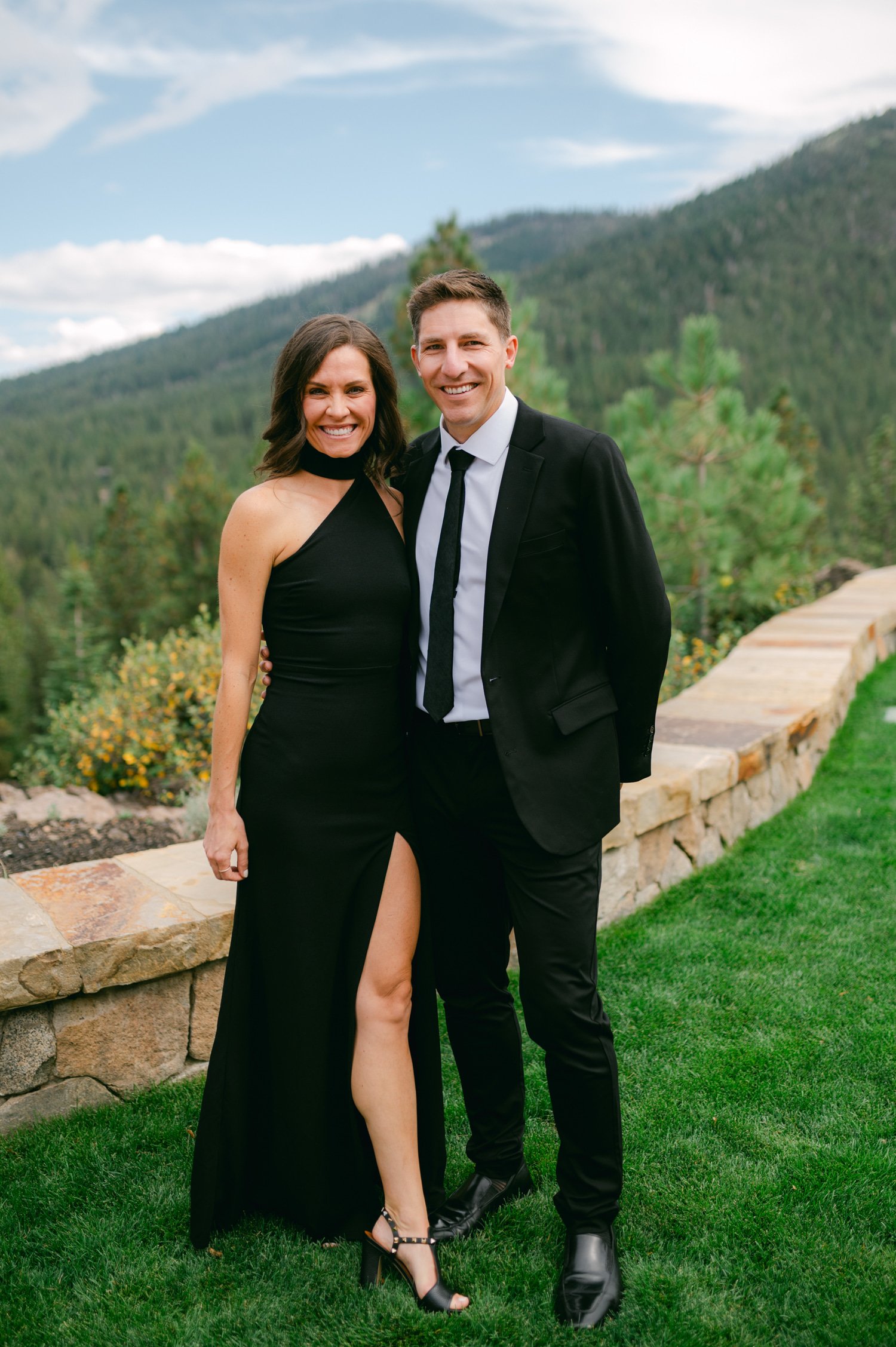 Martis Camp Wedding, photo of the wedding guests posing before the ceremony