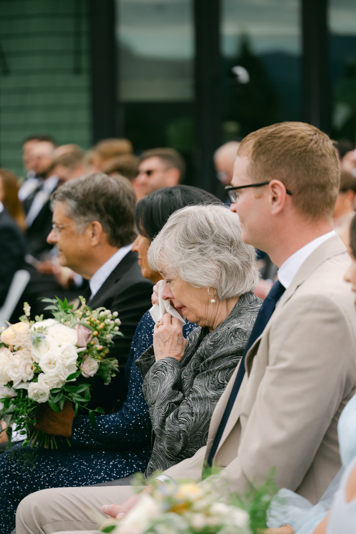 Martis Camp Wedding, photo of a close relative being emotional during the ceremony