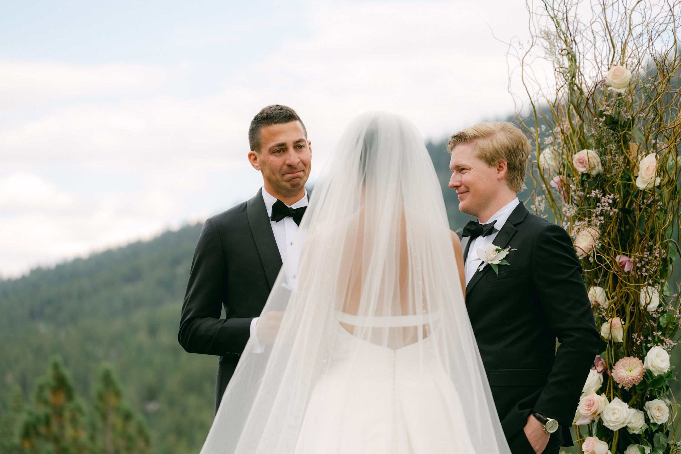 Martis Camp Wedding, photo of the couple sharing their wedding vows
