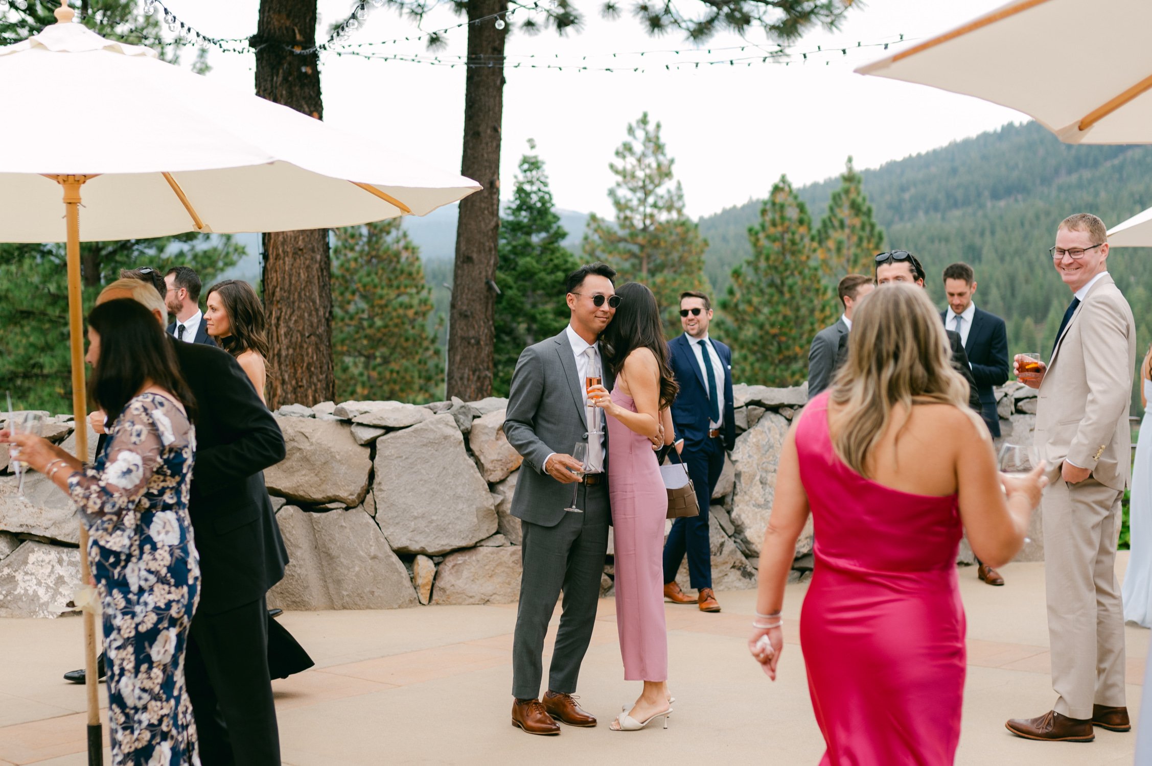 Martis Camp Wedding, photo of the guests enjoying during the cocktail hour