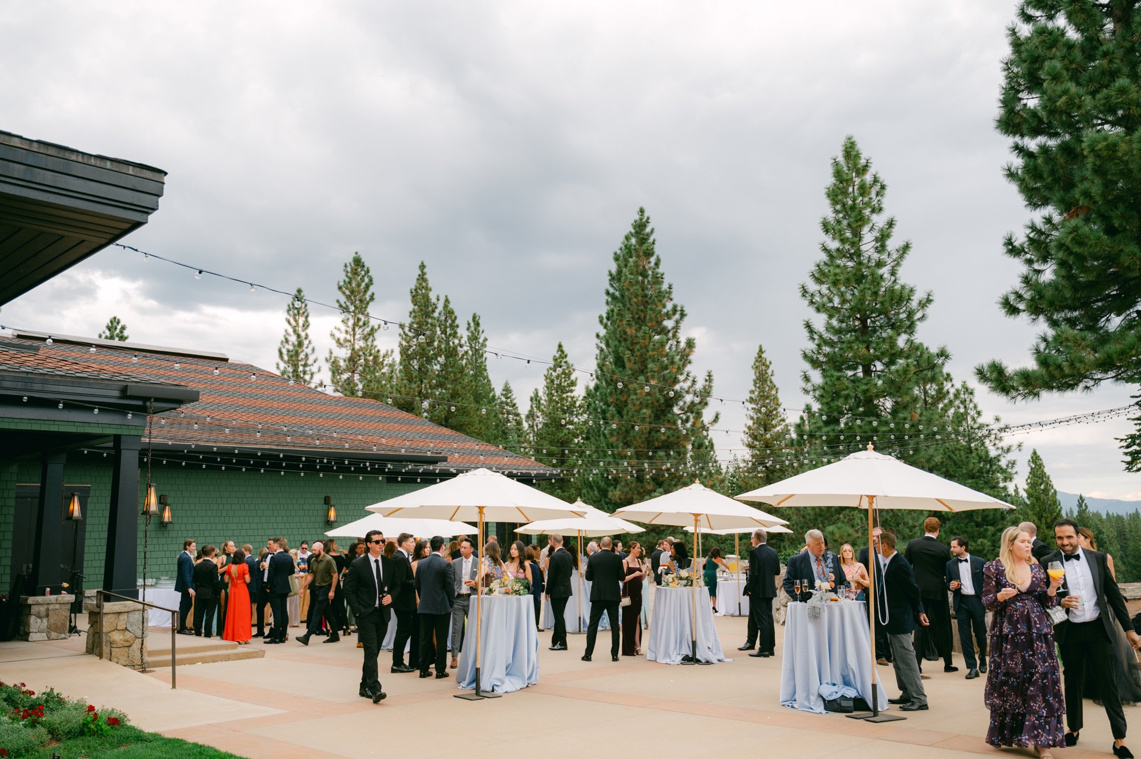 Martis Camp Wedding, photo of the wedding guests during afternoon reception