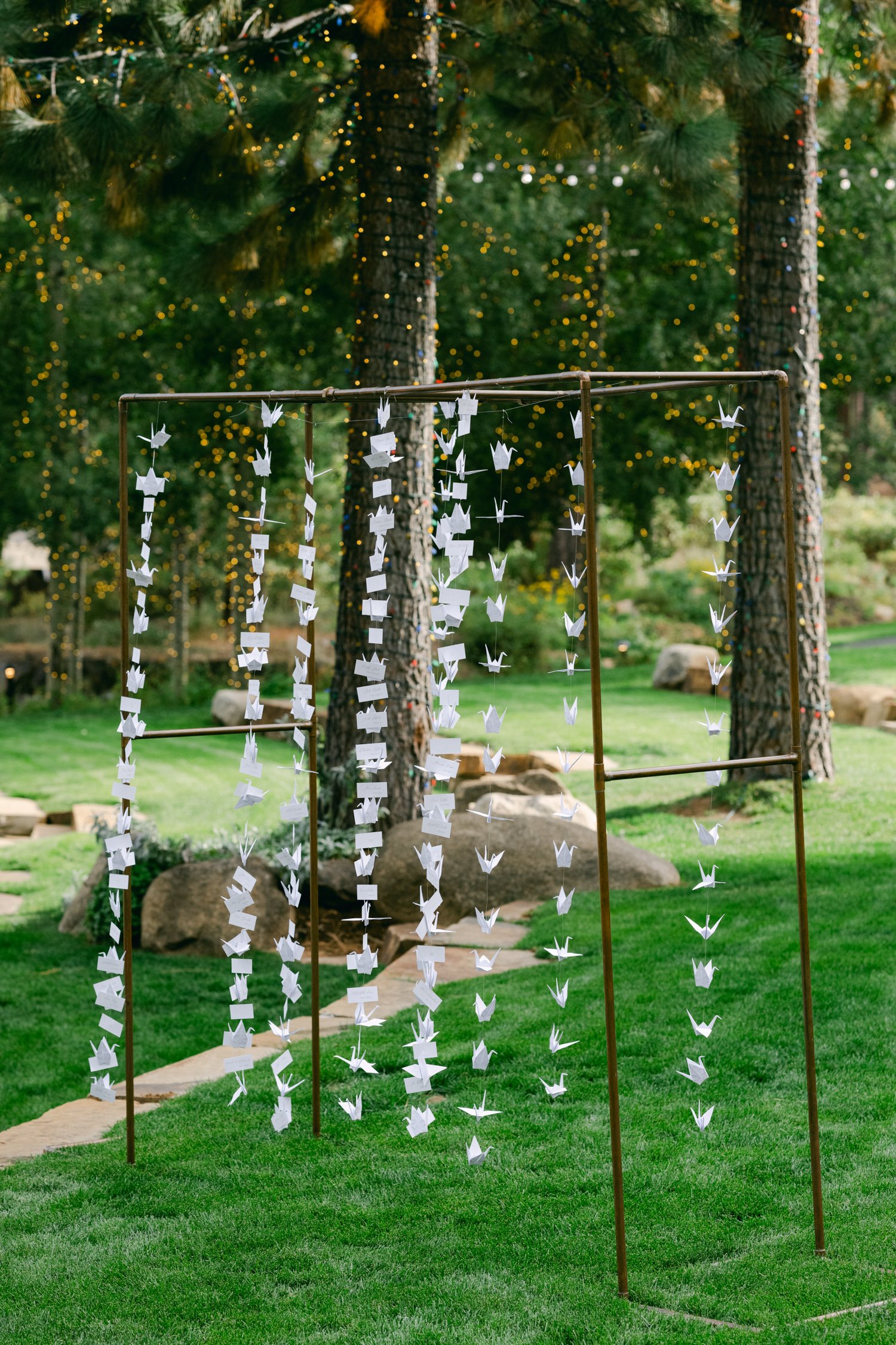 Martis Camp Wedding, photo of table seat assignments hanging