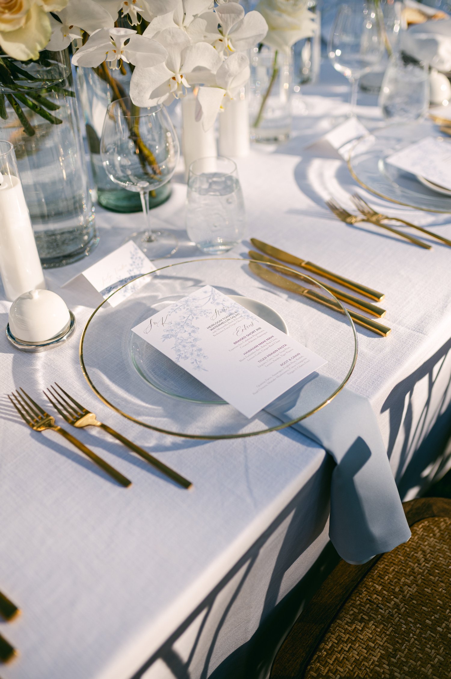 Martis Camp Wedding, photo of the table decor with gold accents