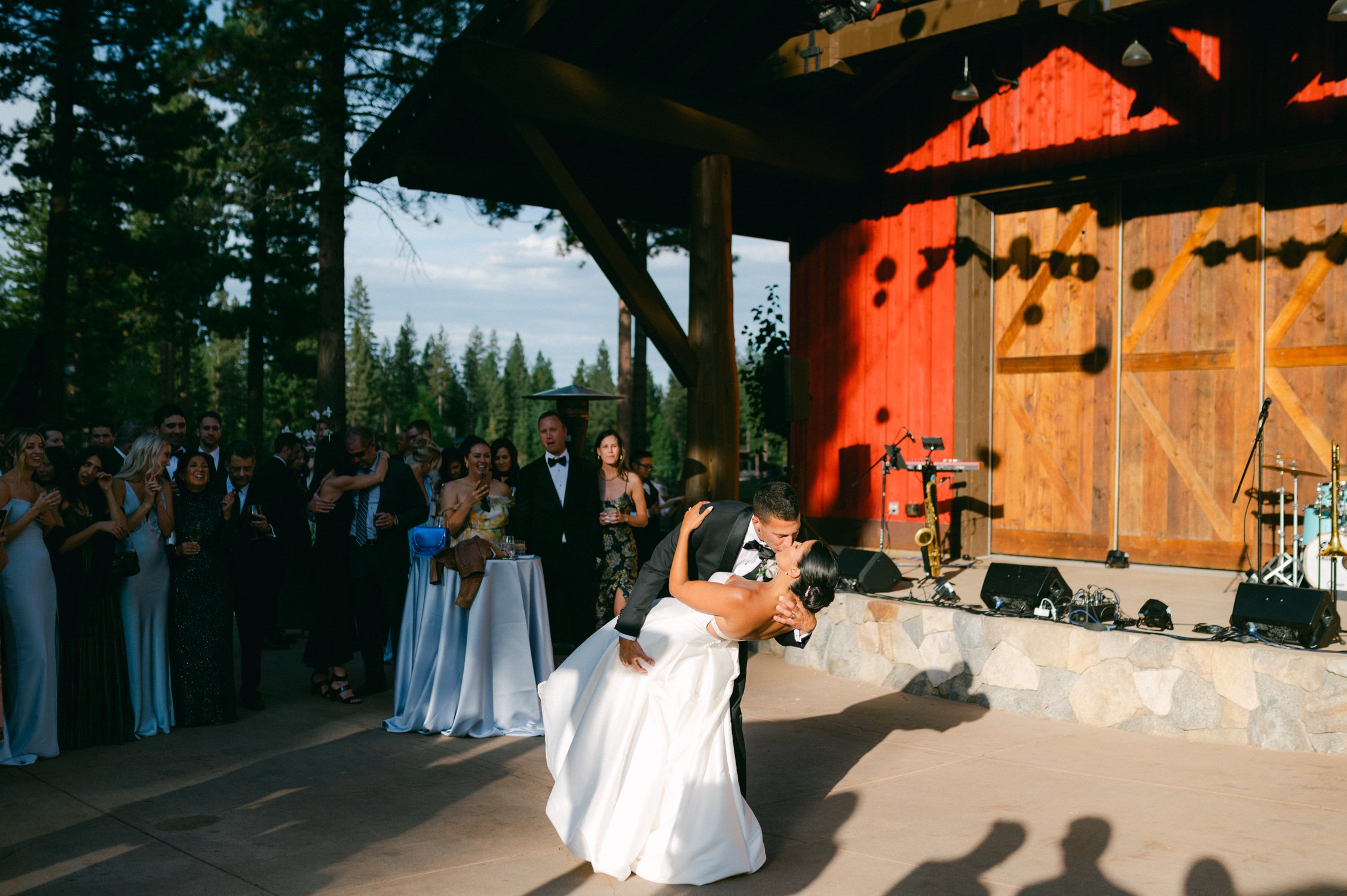 Martis Camp Wedding, photo of the newlywed couple kissing after their first dance