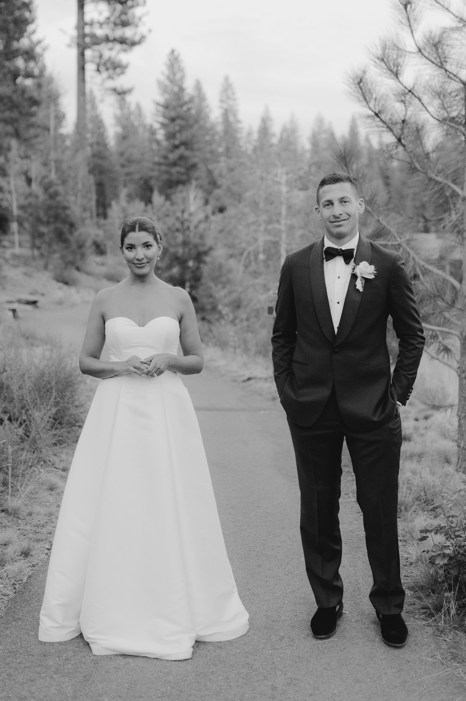 Martis Camp Wedding, photo of the bride and groom standing side by side
