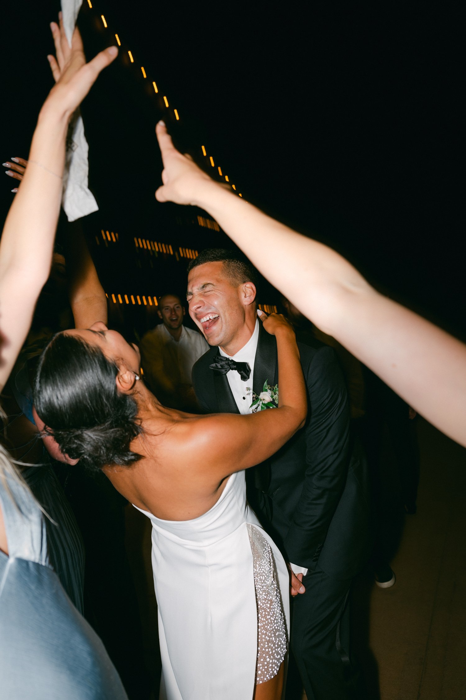 Martis Camp Wedding, photo of the newlywed couple dancing at the afterparty