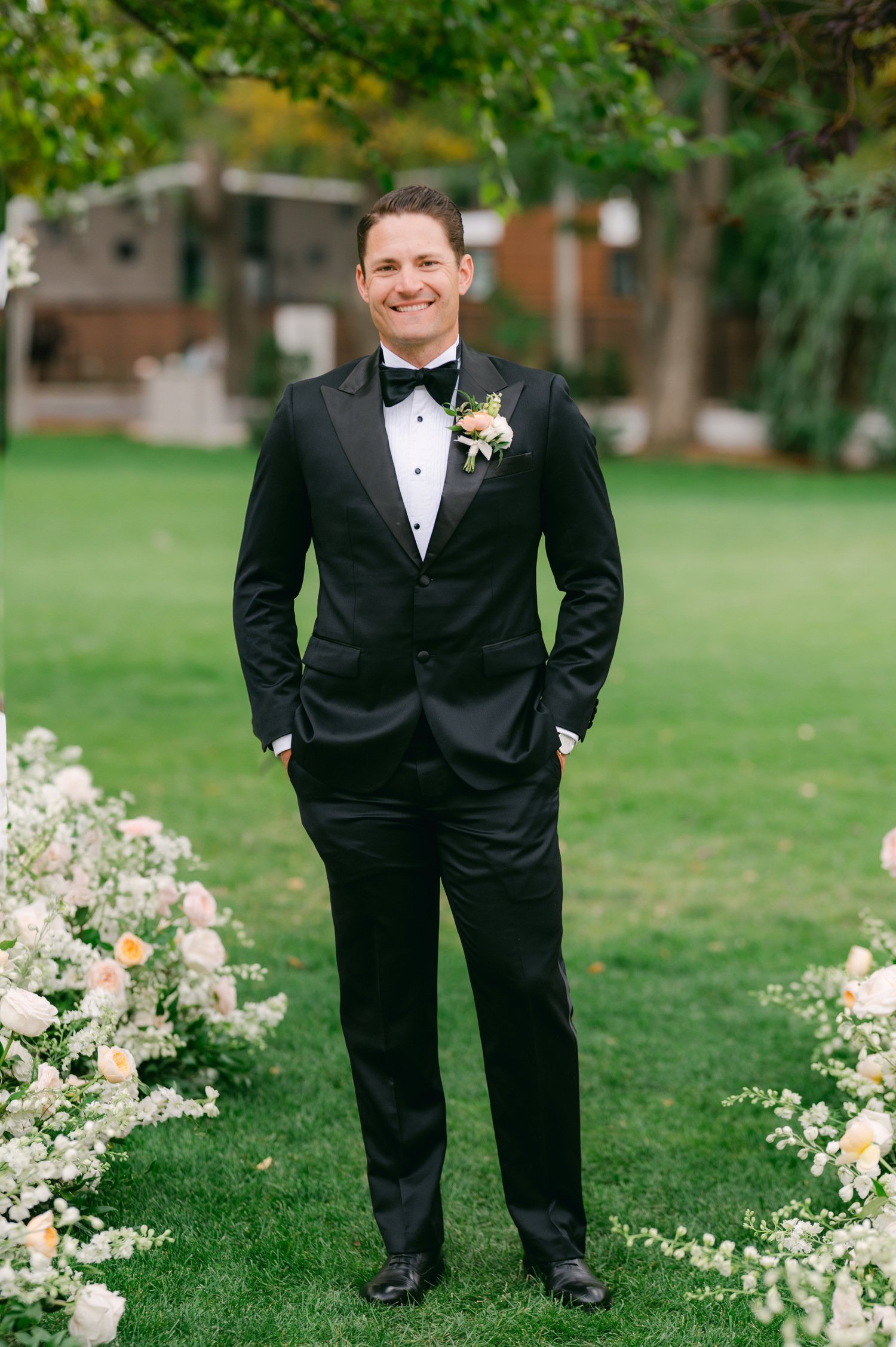Elm Estate Wedding photos, photo of the groom in classic black wedding suit