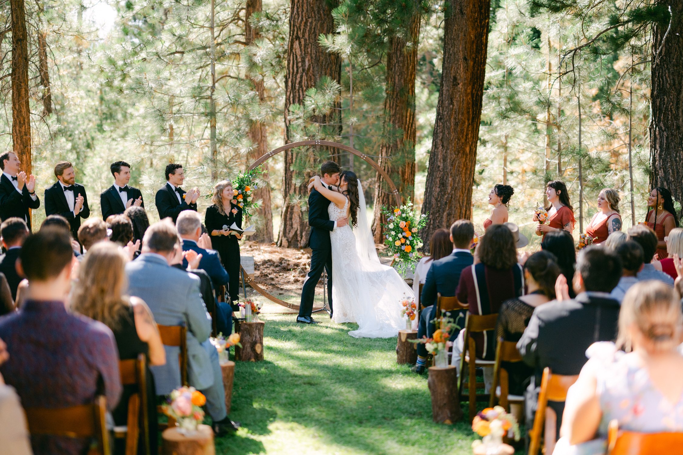 Valhalla wedding photo of the bride and groom’s first kiss