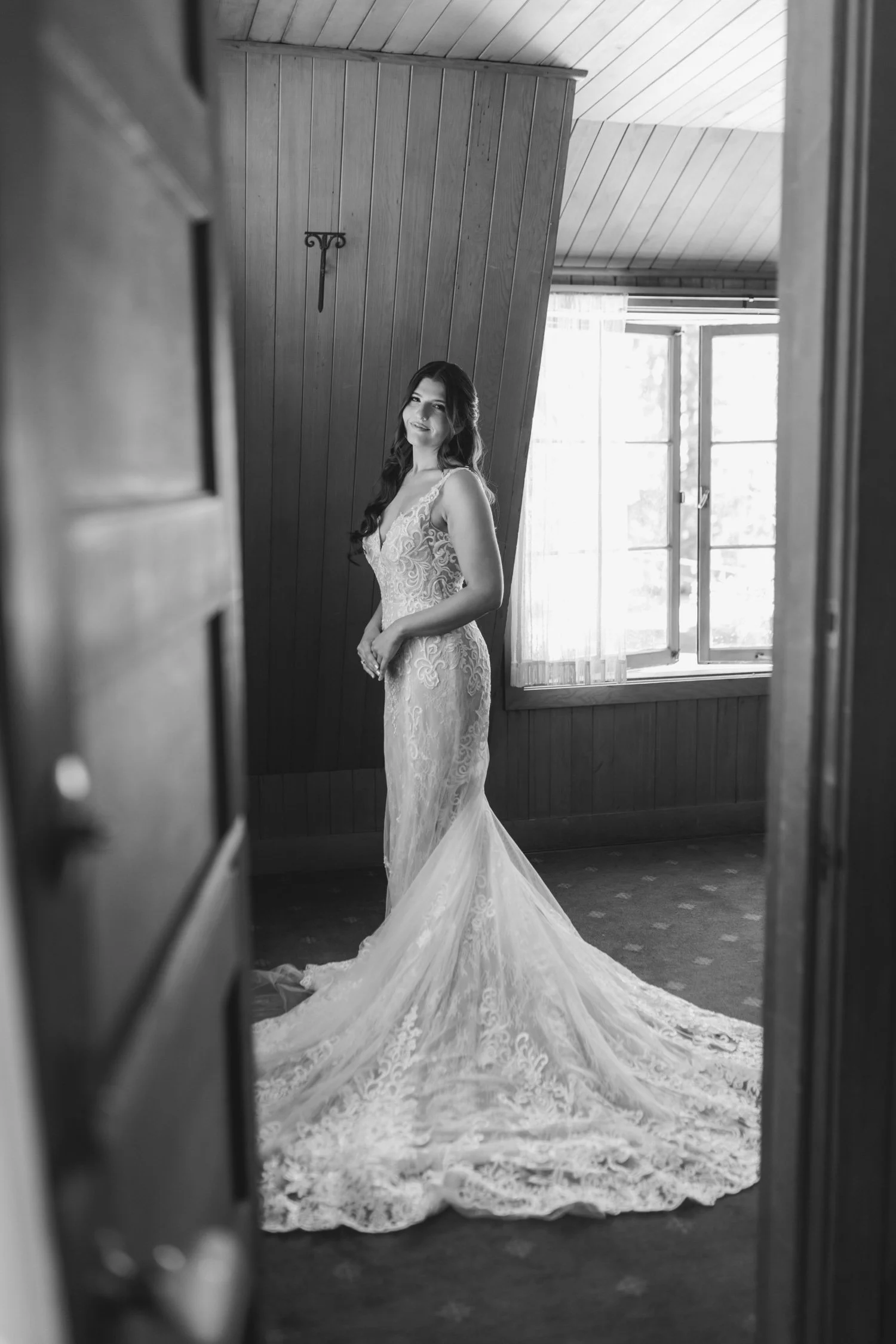 Valhalla wedding photo of the bride in her elegant lace gown