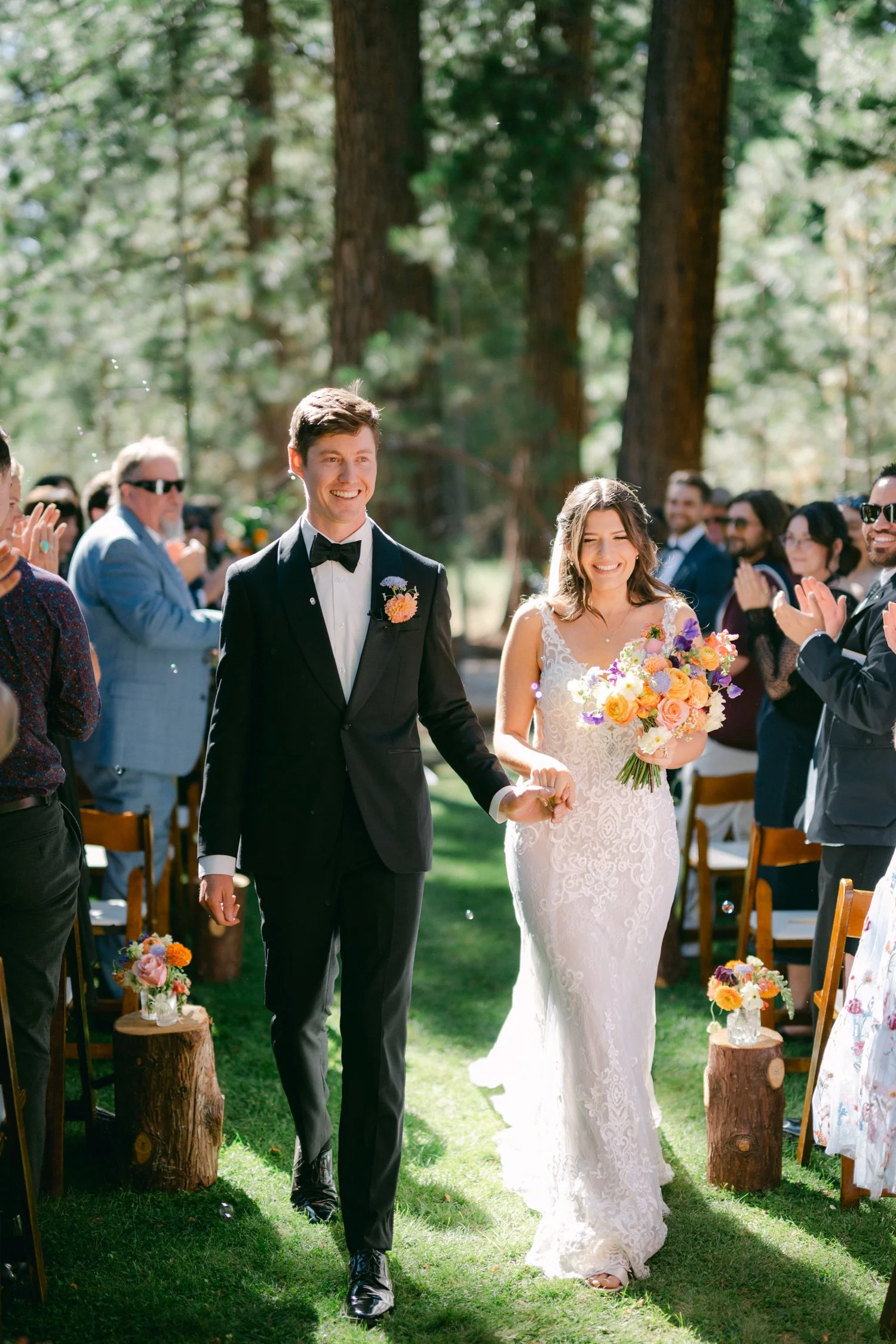 Valhalla wedding photo of the newlyweds’ recessional walk