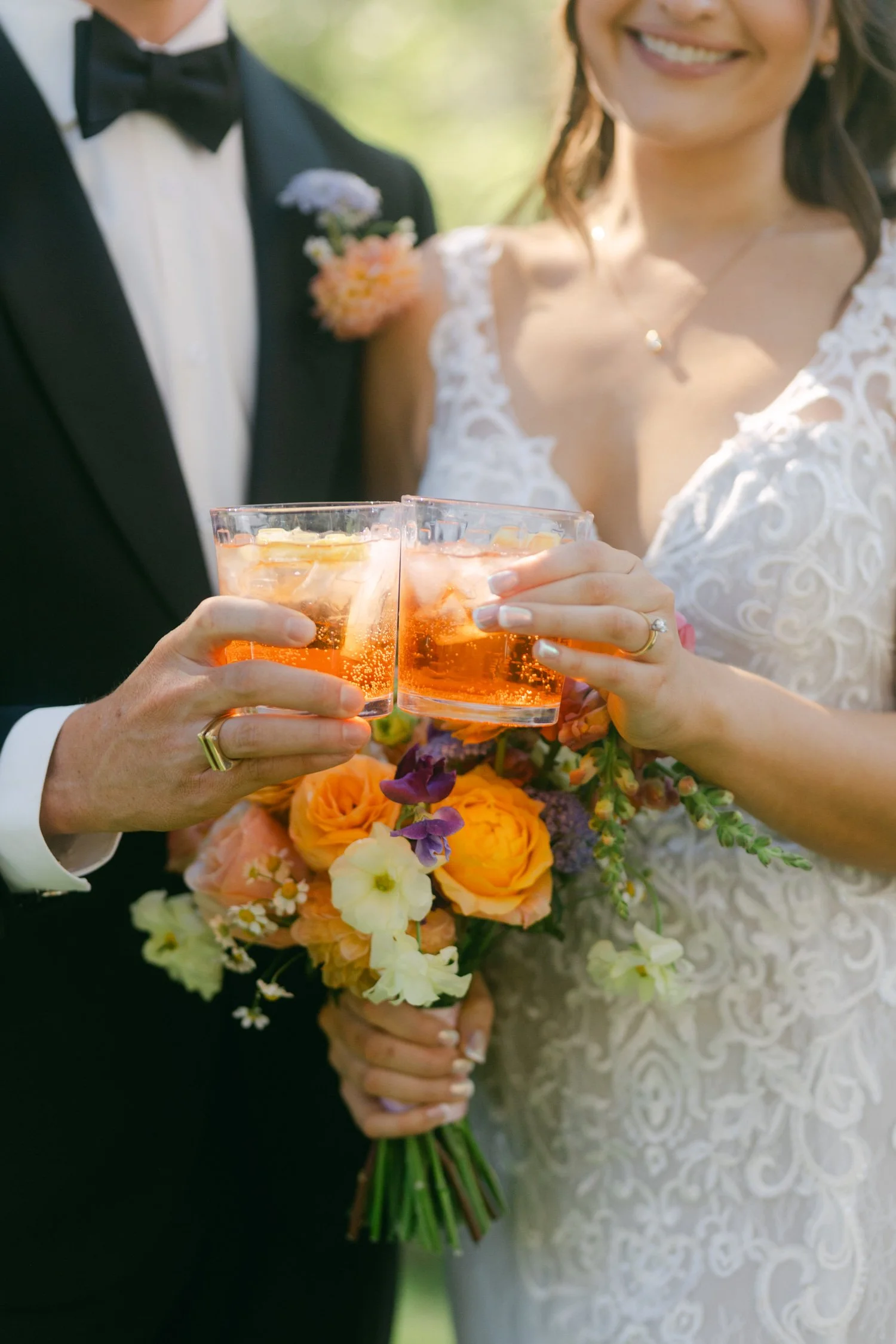 Valhalla wedding photo of the bride and groom enjoying cocktails together