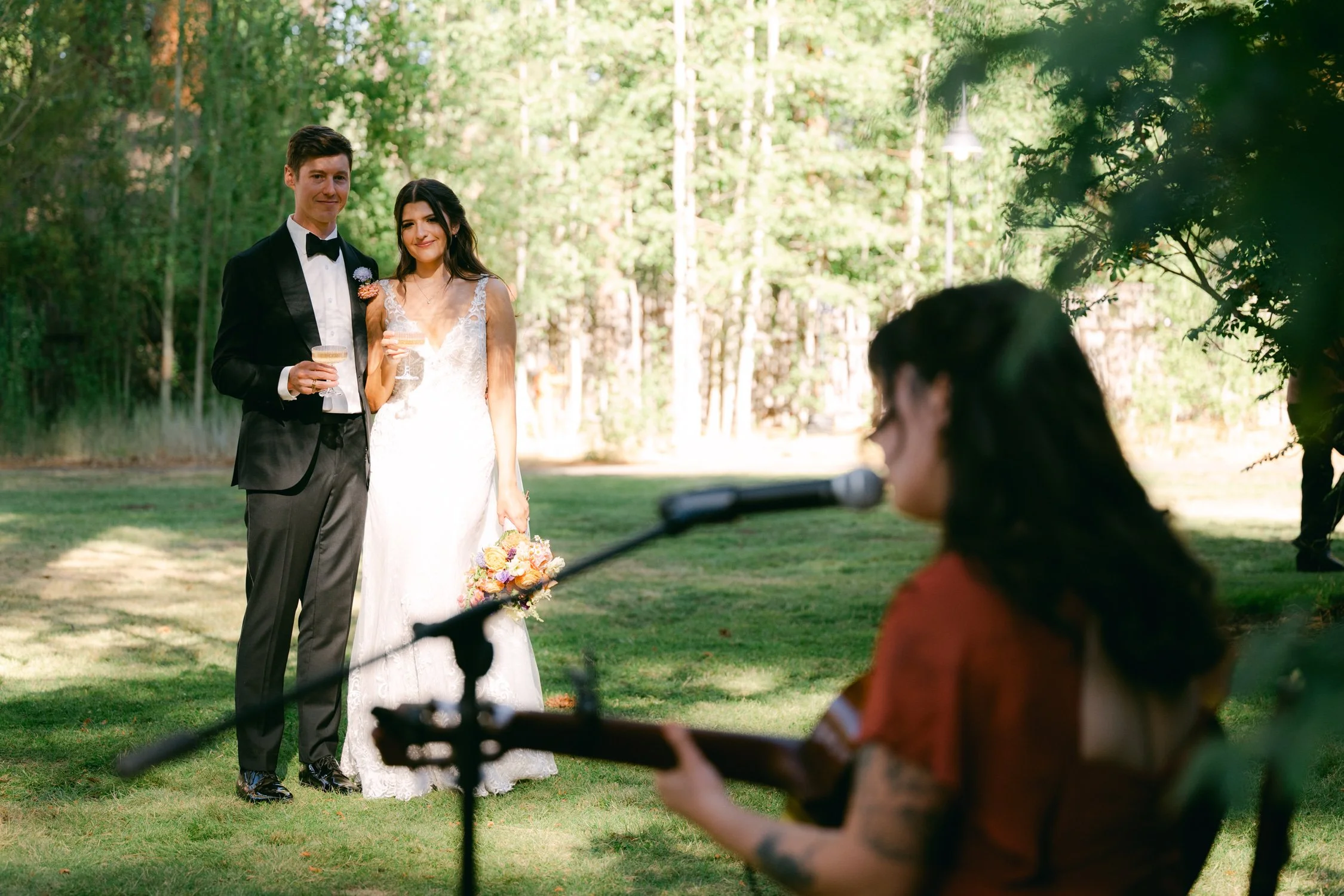 Valhalla wedding photo of the couple enjoying live music entertainment