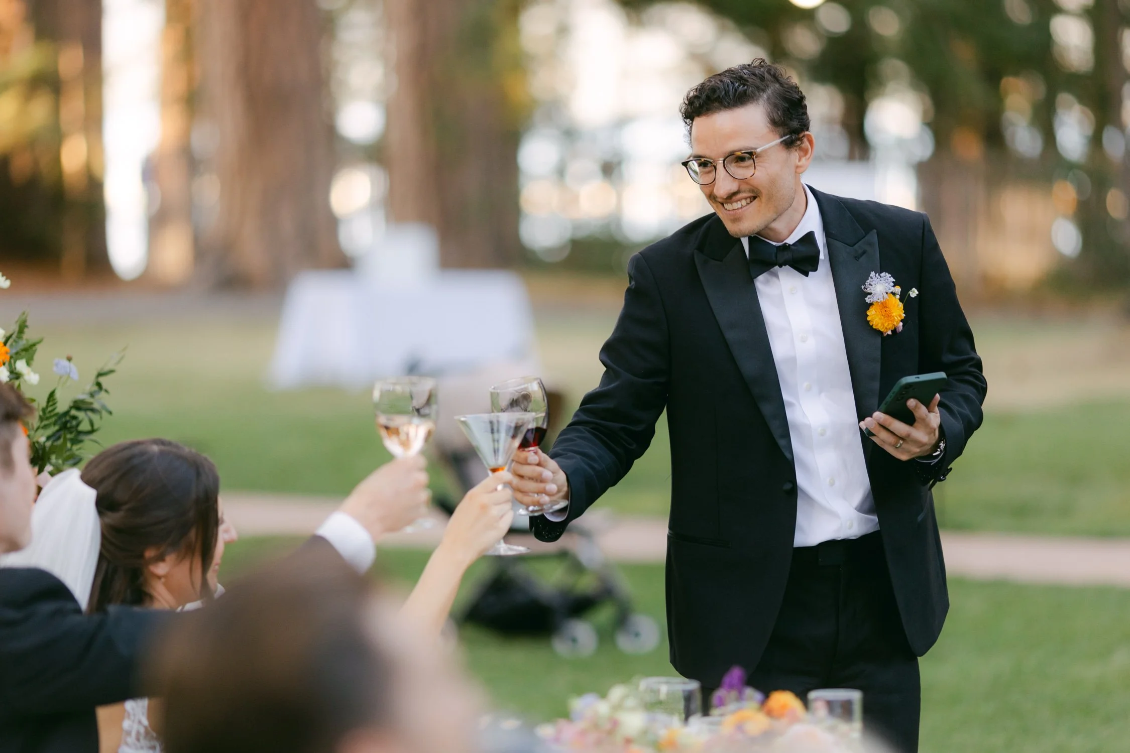 Valhalla wedding photo of guests toasting the newlyweds