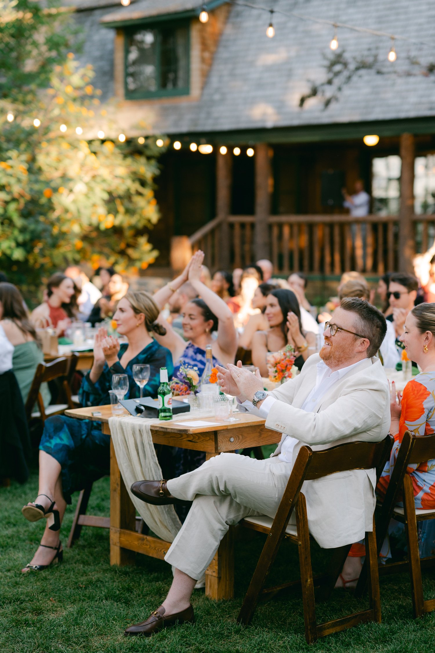 Valhalla wedding photo of guests enjoying the wedding speeches