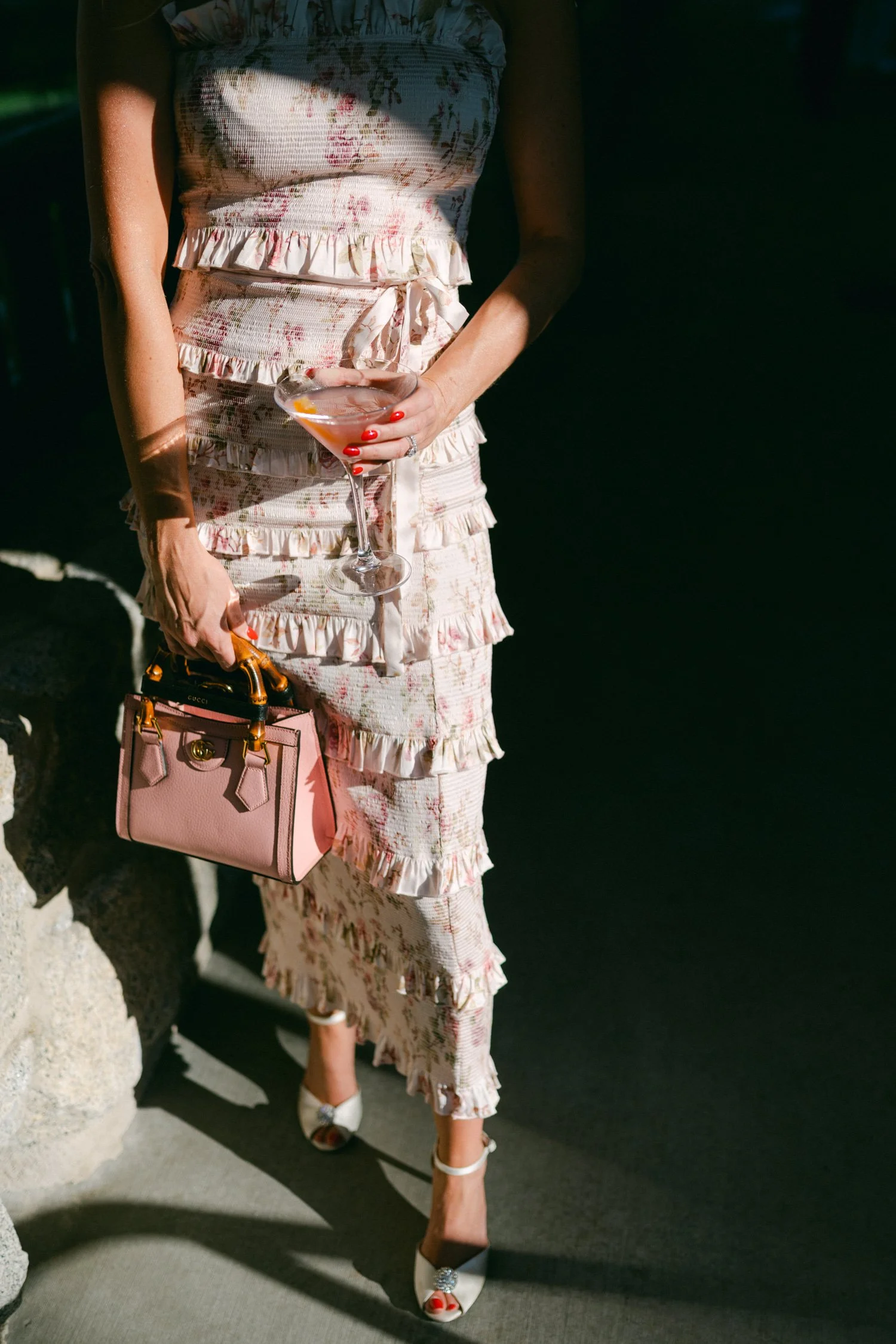 Edgewood Lake Tahoe wedding, photo of a stylish wedding guest wearing pink
