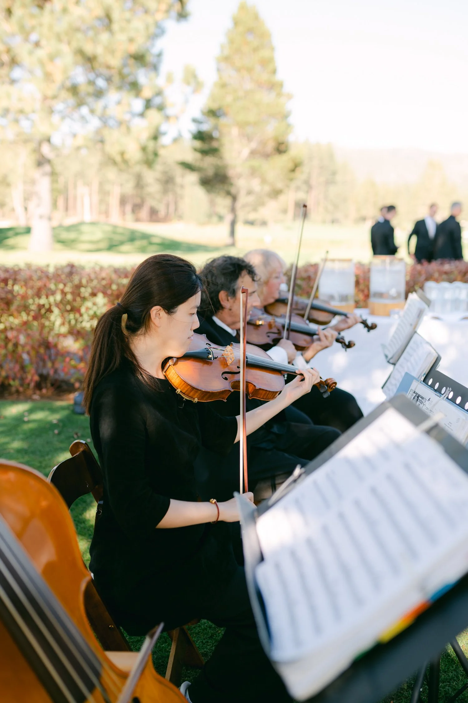 Edgewood Lake Tahoe wedding, photo of live wedding entertainment setting the mood