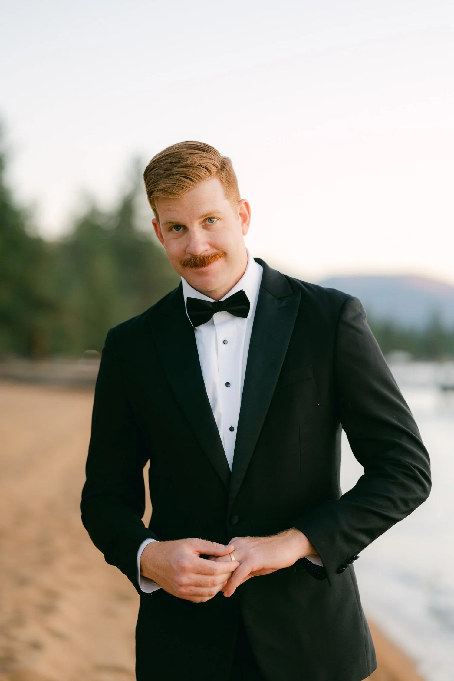 Edgewood Lake Tahoe wedding, photo of the groom in his classic black suit