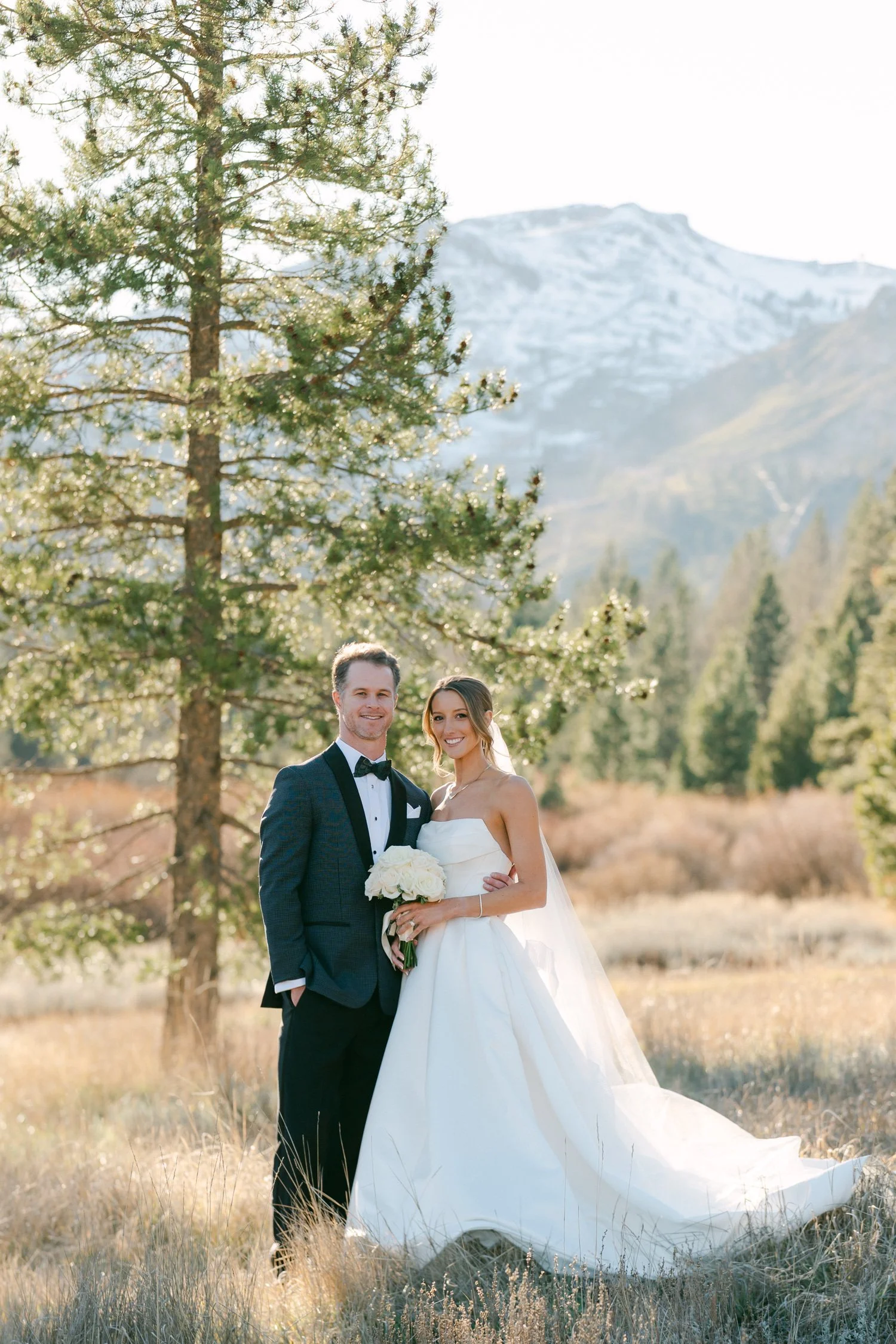 PlumpJack Wedding, photo of the bride and groom’s outdoor portraits with mountain views