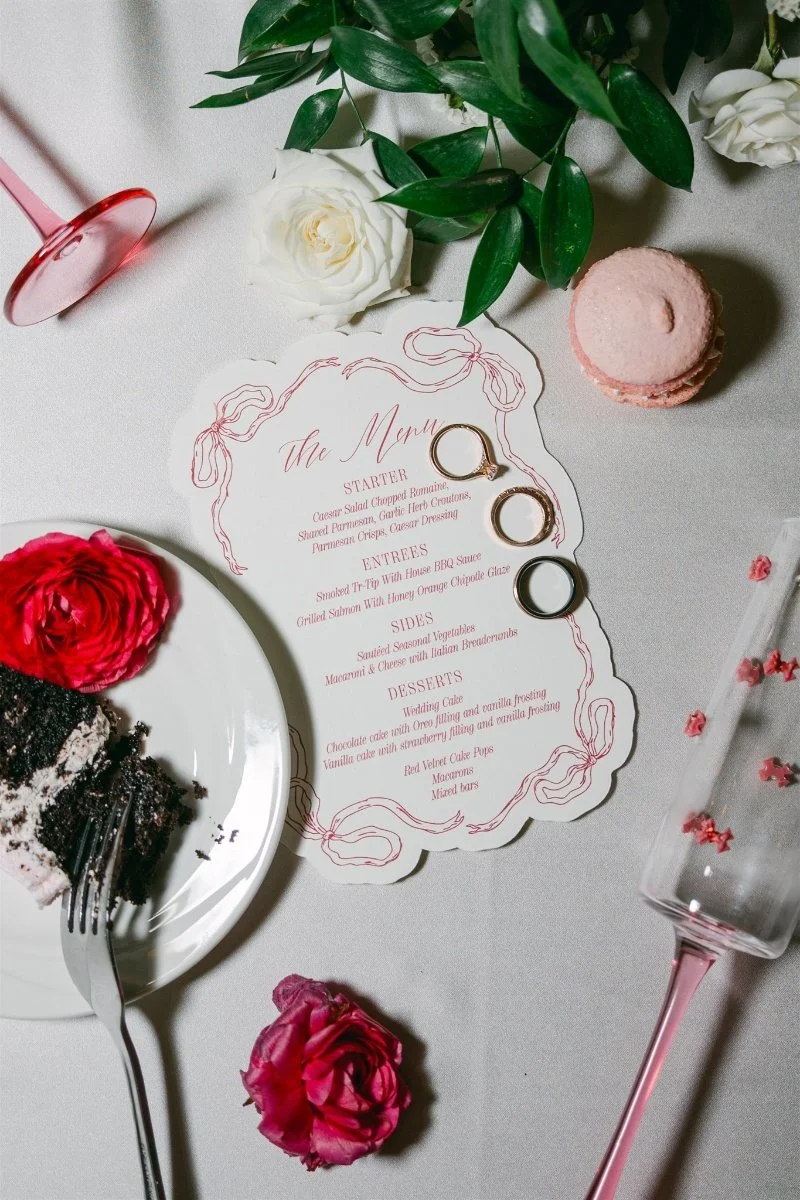 Beach Retreat &amp; Lodge at Tahoe wedding, photo of wedding details styled with pink accents