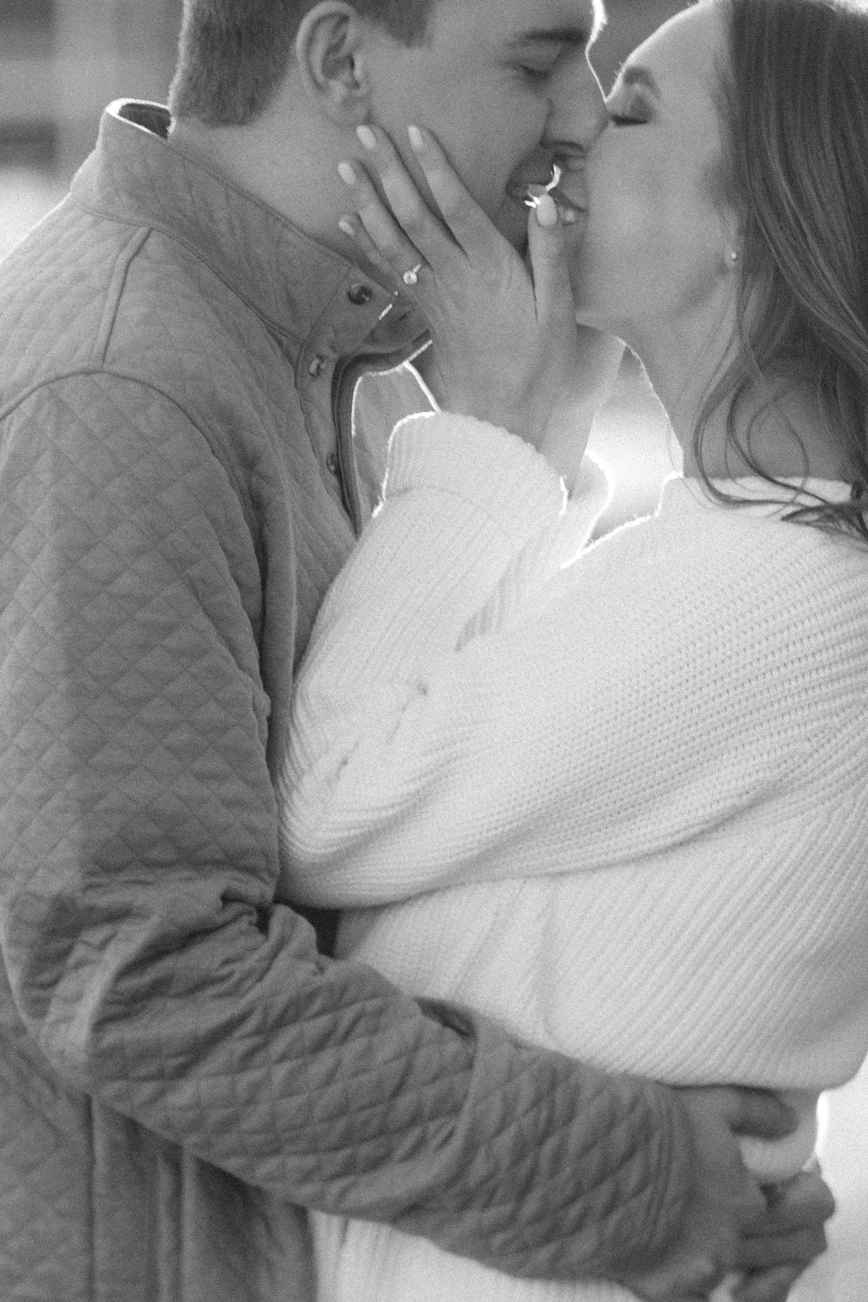 Lake Tahoe Engagement session, photo of the couple sharing an intimate moment beside the lake