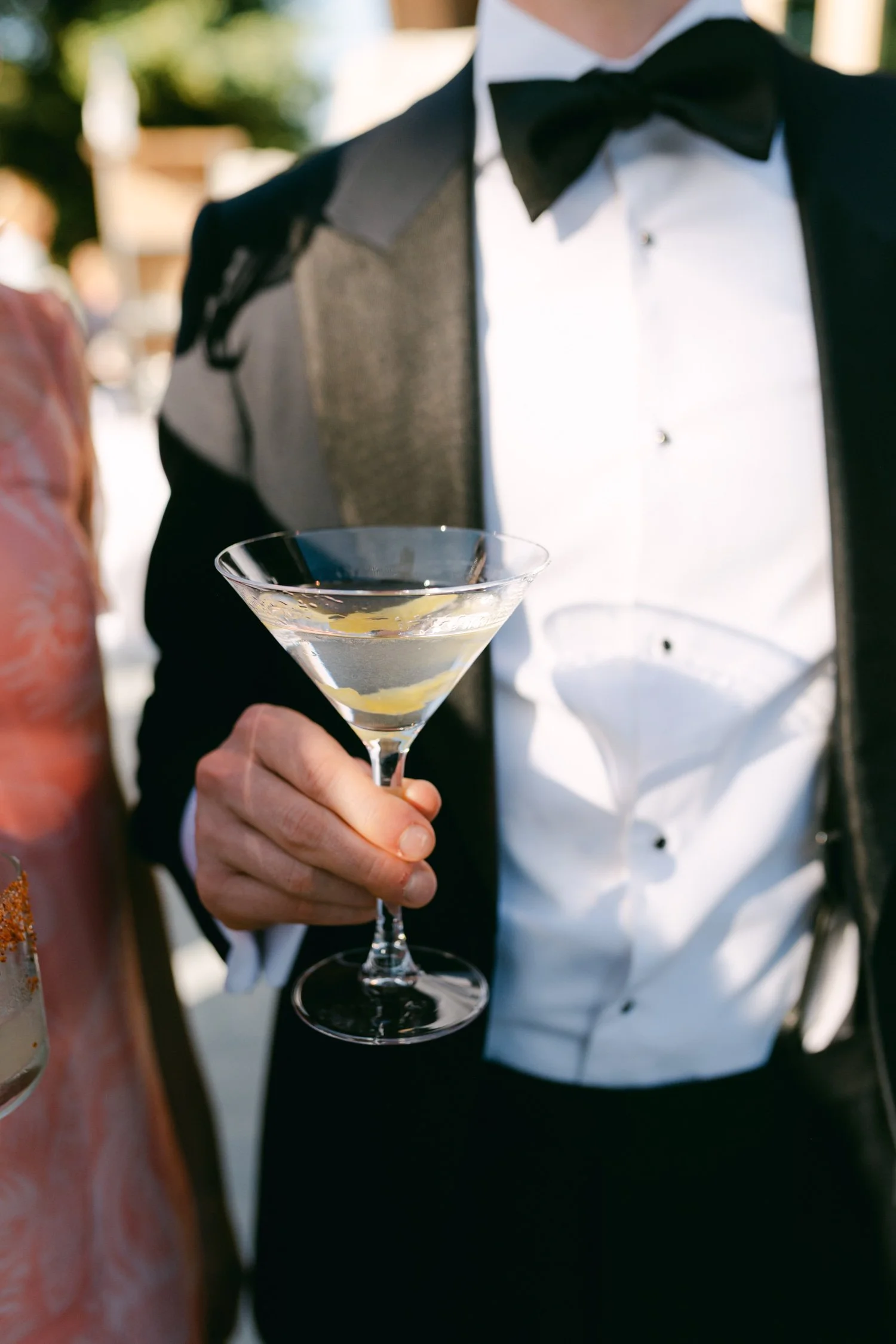 Edgewood maximalist wedding, photo of classic martini served during cocktail hour