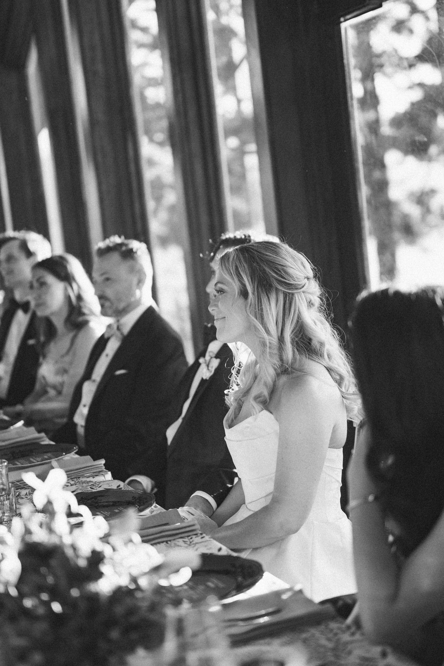 Edgewood maximalist wedding, photo of a heartfelt moment during the speeches between the couple and their guests.
