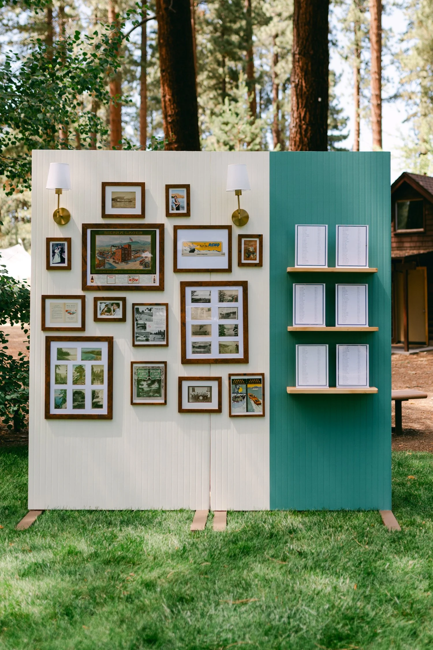 Lake Tahoe 4-H Camp wedding photos, photo of an outdoor wedding lounge area 