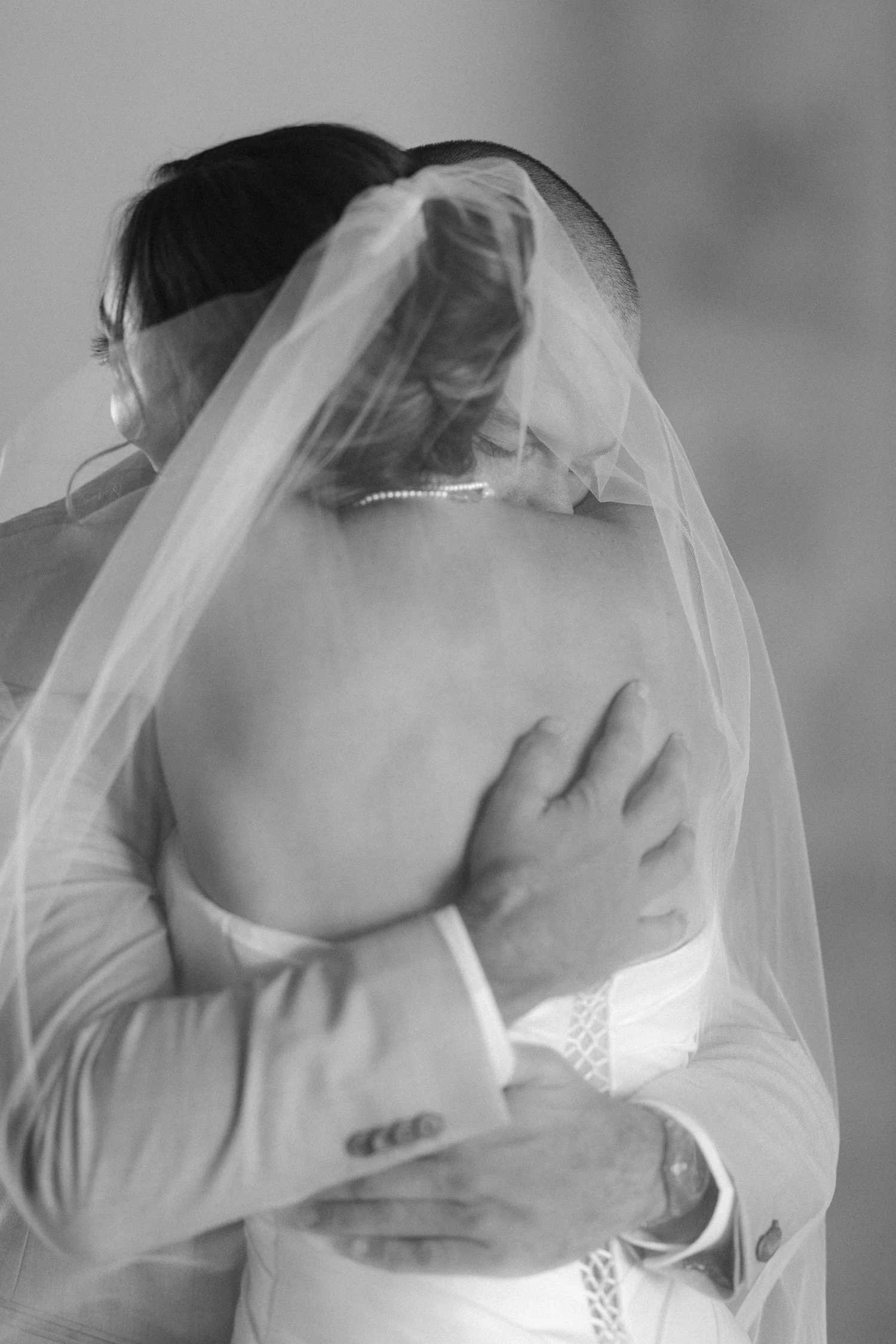 Zephyr Lodge wedding, photo of emotional first look moment between the bride and groom