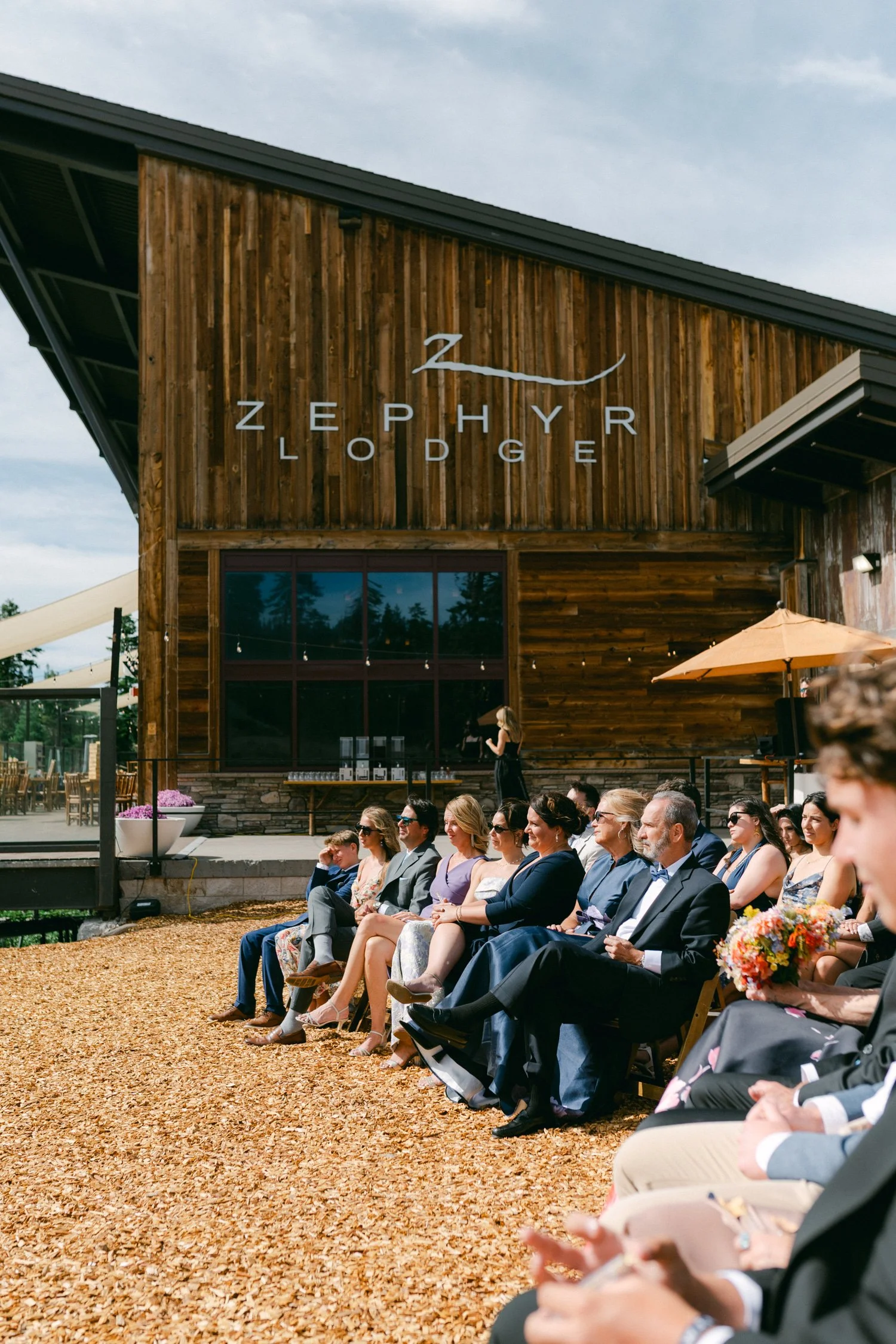 Zephyr Lodge wedding, photo of an outdoor wedding ceremony
