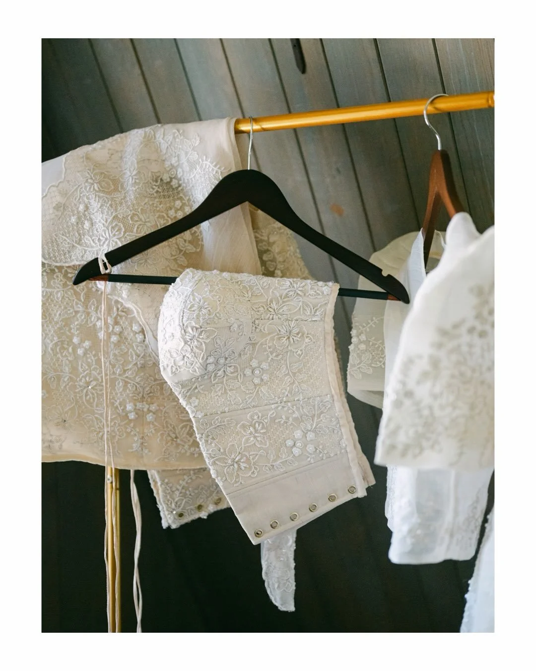 &ldquo;The dress is where it gets personal. Garrett wanted my culture woven into the wedding, so my godparents in the Philippines hand-made all of my dresses. Instead of white, I&rsquo;m wearing the natural color of Pi&ntilde;a, a rare, traditional F