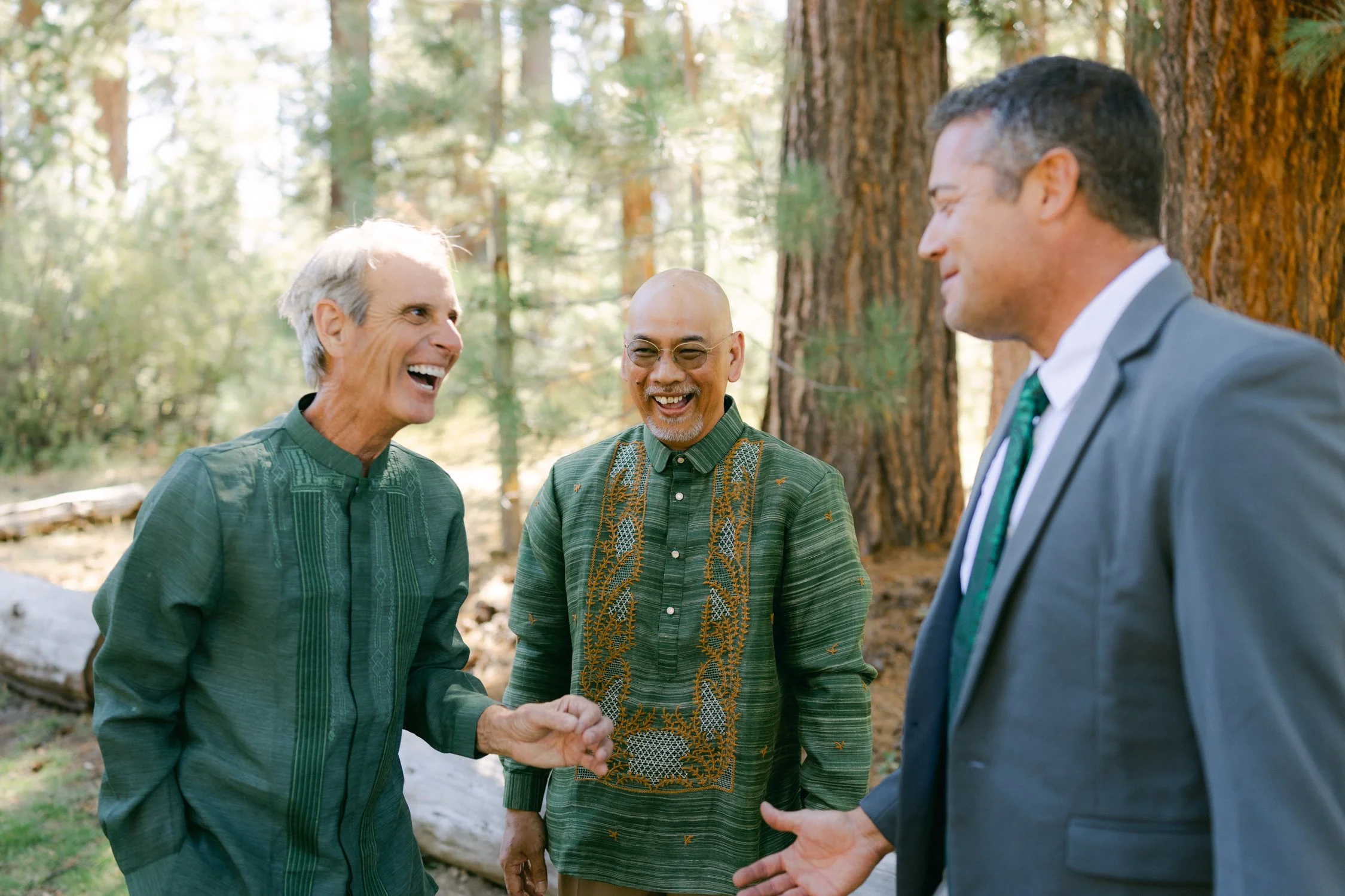 A Valhalla Lake Tahoe Wedding, photo of wedding guests wearing traditional green barong tagalog