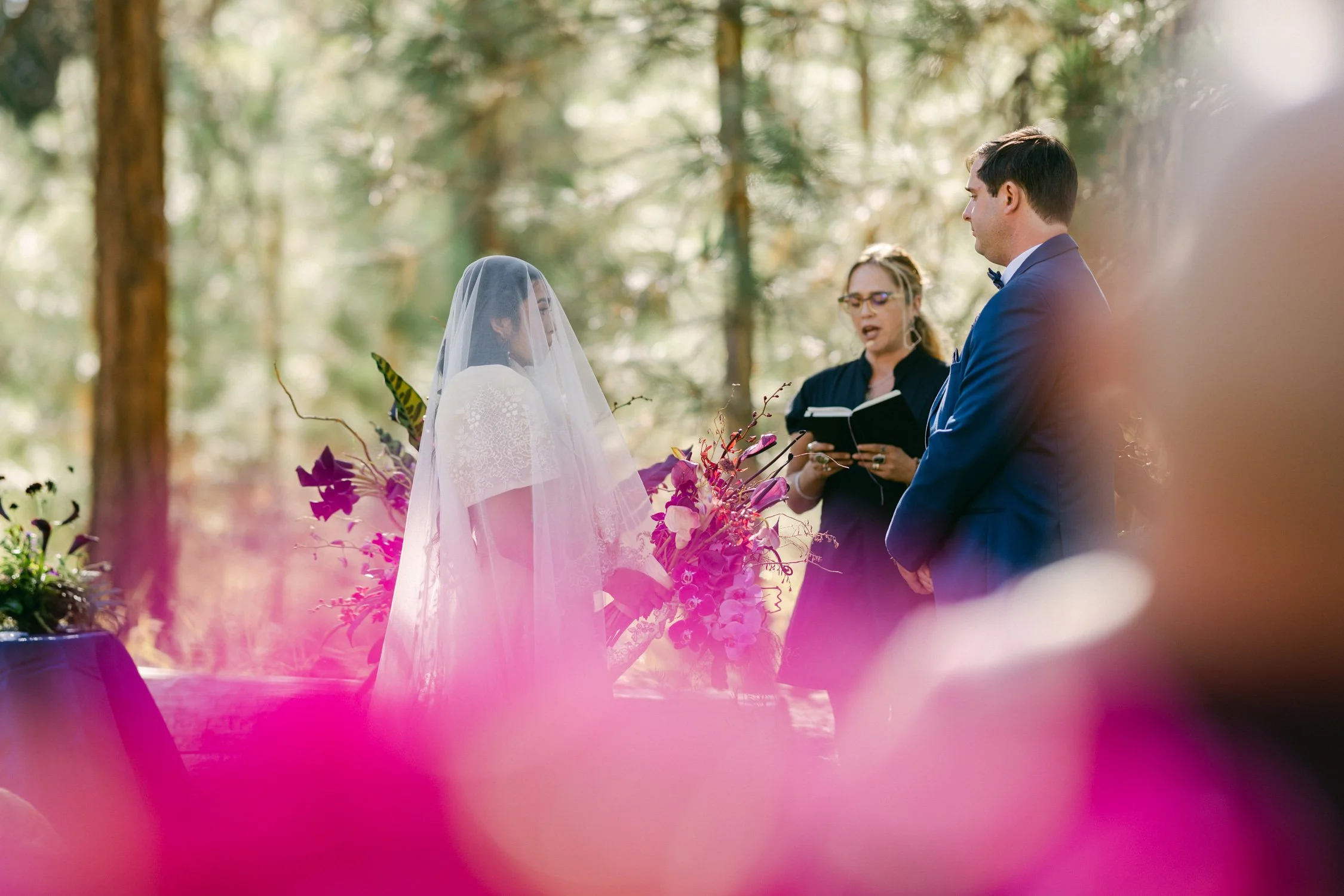A Valhalla Lake Tahoe Wedding, photo of an outdoor wedding ceremony taking place in a woodland setting