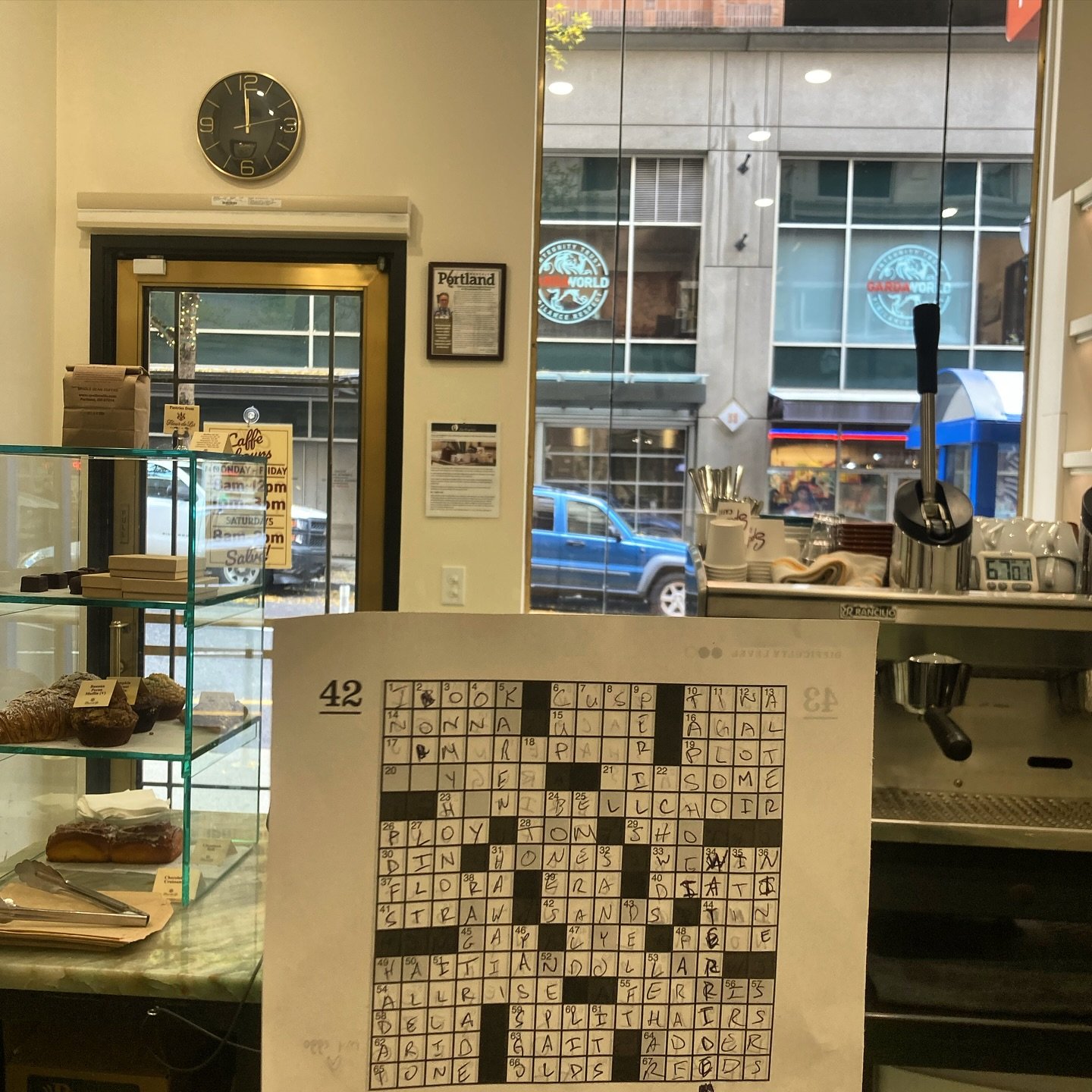 Turns out most of us coffee nerds at Alder Street acff&egrave; love a good daily dose of community crossword from the @latimes !! 🤩 

#spella #spellacaffe #communitycrossword #crosswordpuzzles #latimes #coffeenerds #pdx #pdxcoffee #portlandcoffeesce