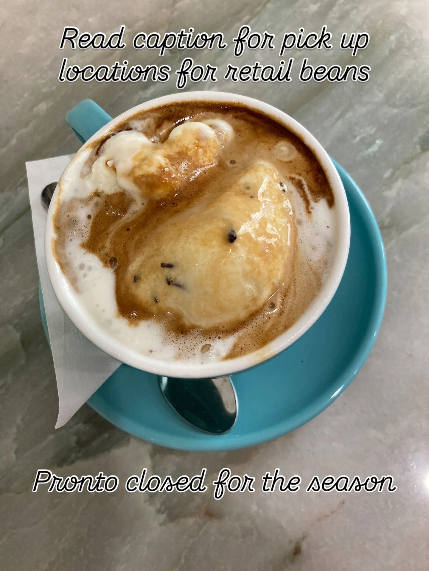 @prontogelatousa scoop shop window has closed for the season but continue&rsquo;s to serve wholesale partners listed on Pronto&rsquo;s website. @spellacaffe serves Pronto Gelato all year, and Pronto is a pick up option for Spella&rsquo;s retail beans