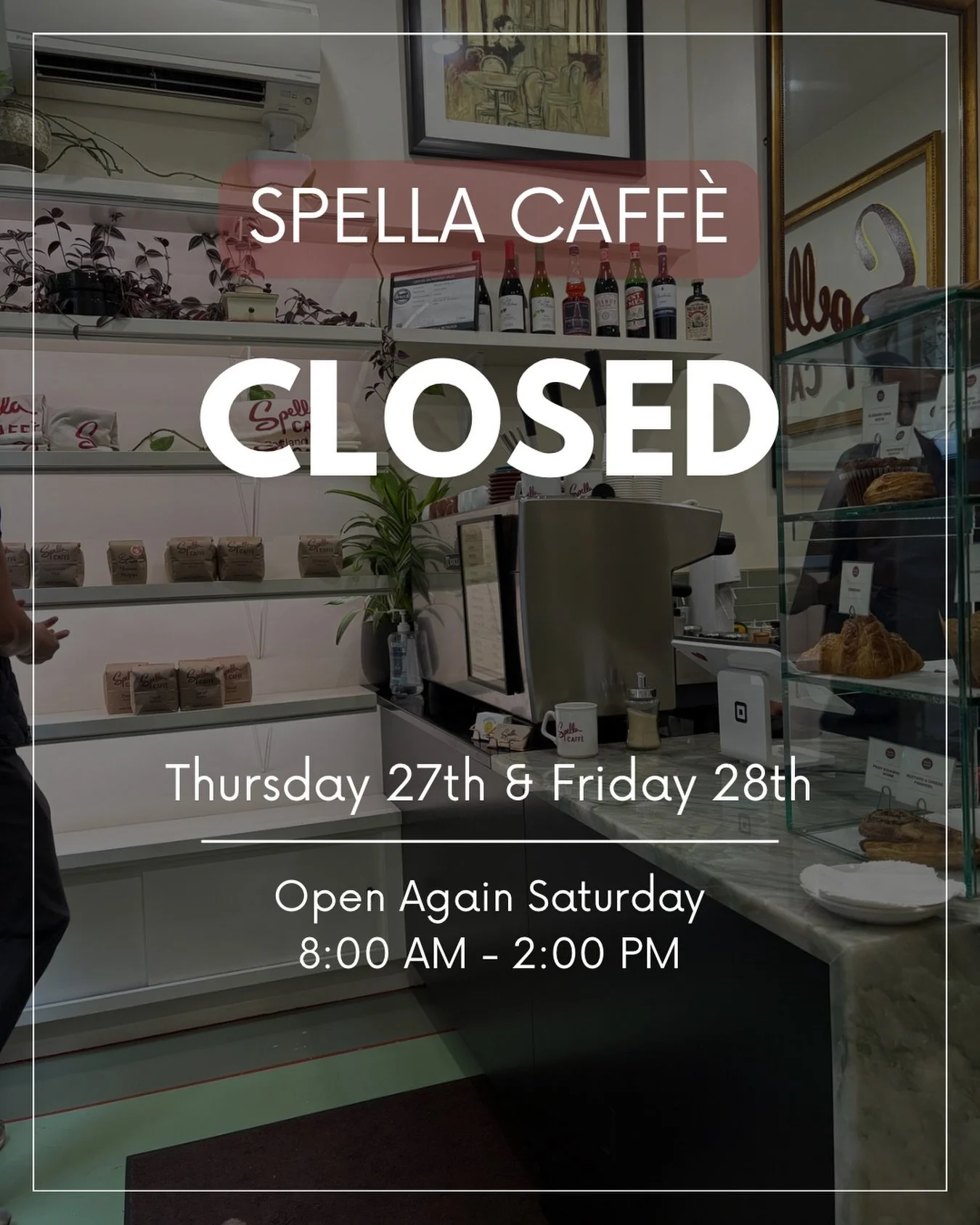 Ciao Spella famiglia! ❤️
The holiday season is here, and we can&rsquo;t wait to share a warm cup of joy with you! Before things get wonderfully festive, here&rsquo;s a little update on our holiday hours:

🍂 Thanksgiving Week
&bull; Open today &amp; 