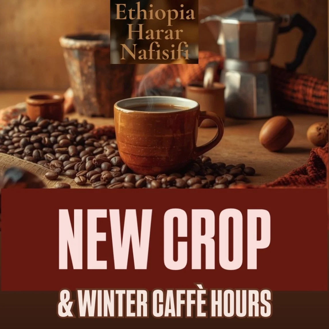 ☕️✨Introducing Ethiopia Harar Nafisifi, now available as a whole-bean retail coffee ONLINE and at our flagship caff&egrave; downtown!! This limited edition crop will replace our Guji roast for the next  couple months starting today!! Read more under 