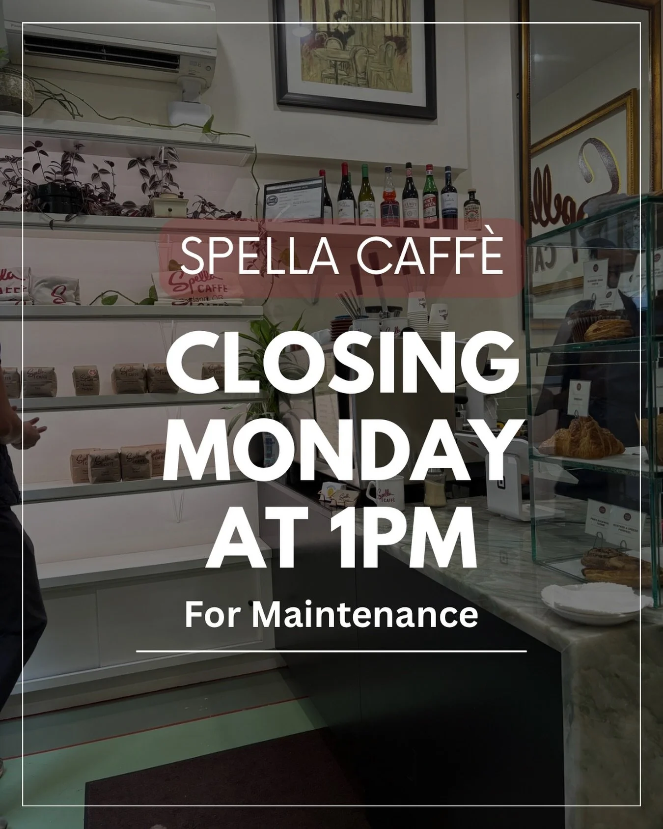 Spella Caff&egrave; will close early for machine maintenance Monday at 1pm! Sorry for the inconvenience, friends. Hopefully we&rsquo;ll have this washer in tip top shape again soon.✨ 

#spella #spellacaffe #portlandcoffee #pdxcafe