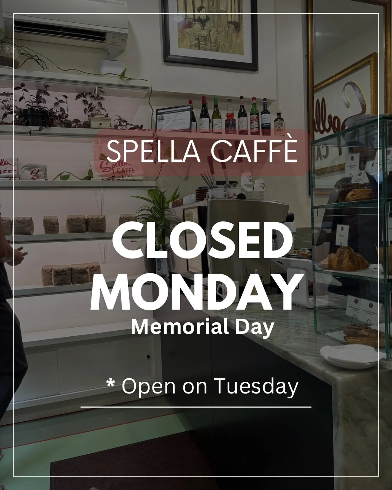 Have a lovely holiday weekend! We&rsquo;re closed Monday at the caff&egrave;. We look forward to serving you on Tuesday.☕️🫶🏼