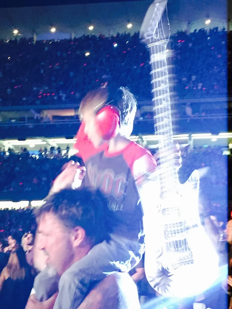 This kid, about 8 years old, in his band T (and sensible hearing protection) was fun personified.