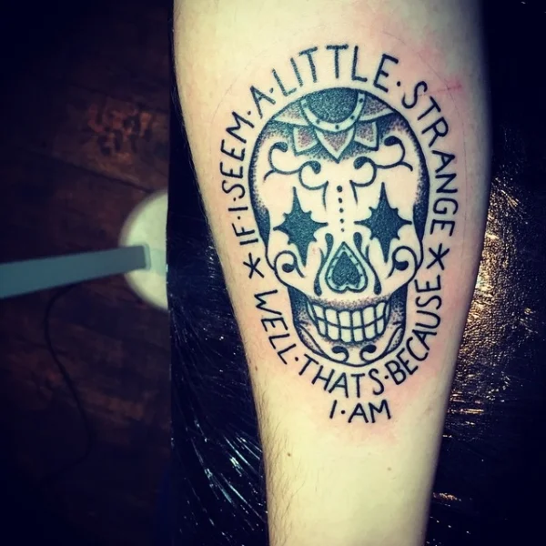 Lyrics from "Unloveable" ON the Louder than Bombs album, coupled with Dia de los Muertos skull artwork. The album came out in 1987 when I spent a lot of time in my room wearing lots of black.