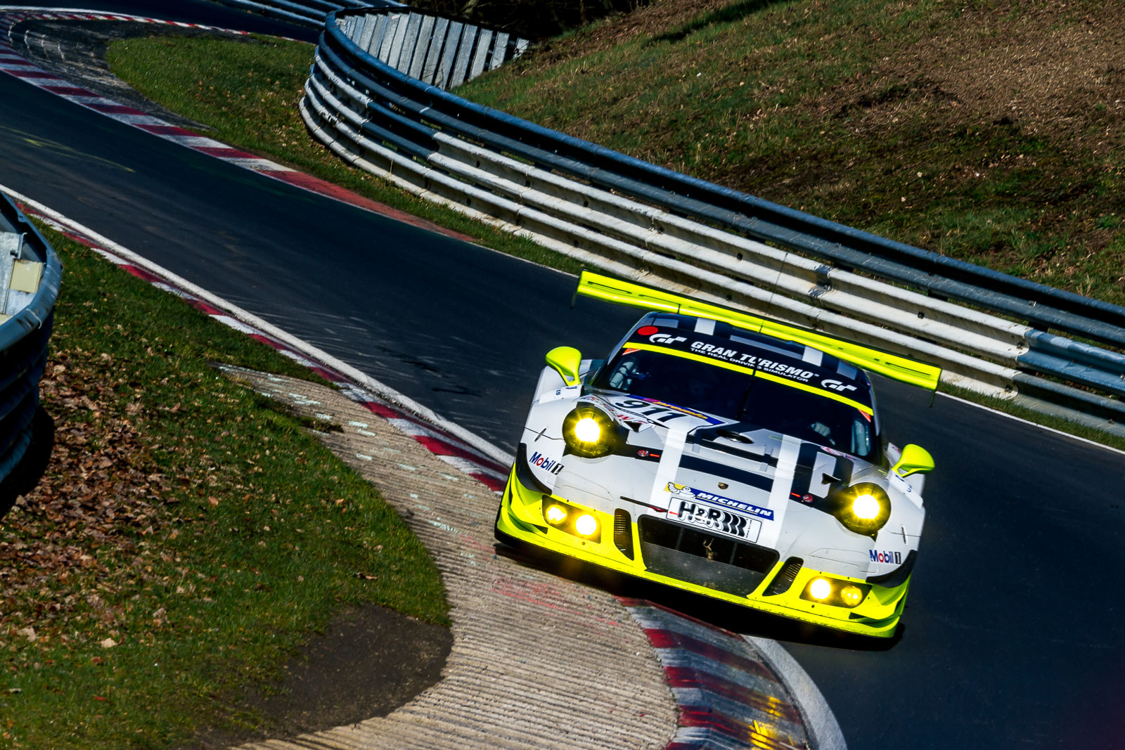 Full-fledged works package GT3 R getting in some of those required VLN hours before the 24 Hours of Nurburgring. Cars take a serious beating on the high kerbing on the Nordschleife.