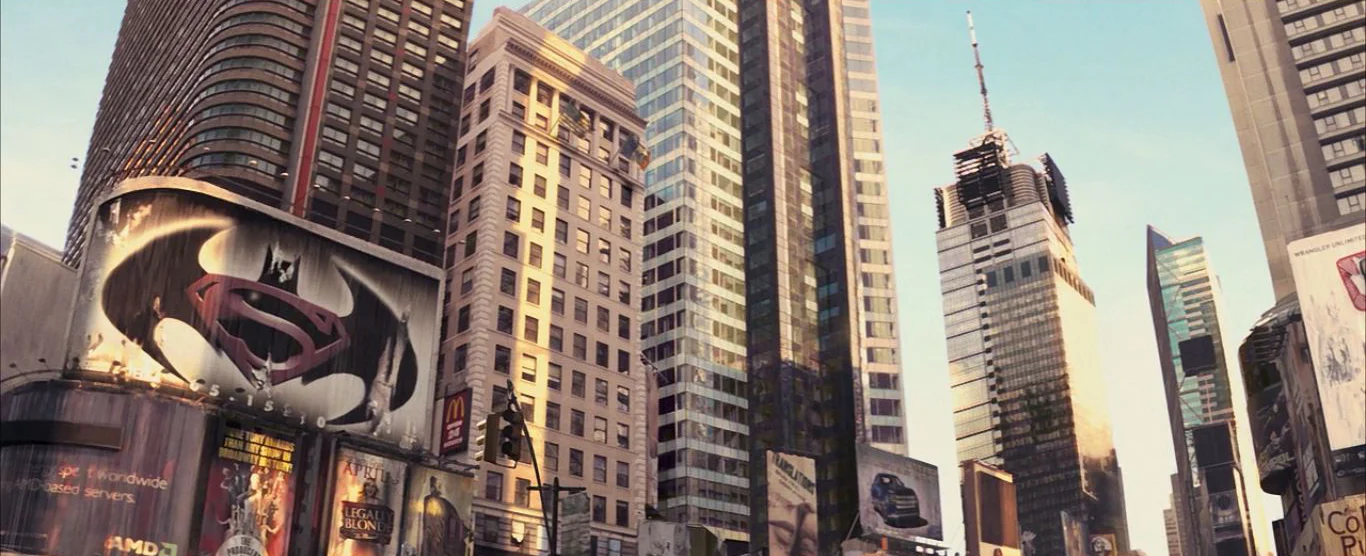 Billboard in the background from the movie I Am Legend says 05.15.10, Batman v Superman: Dawn of Justice opened 03.25.16.