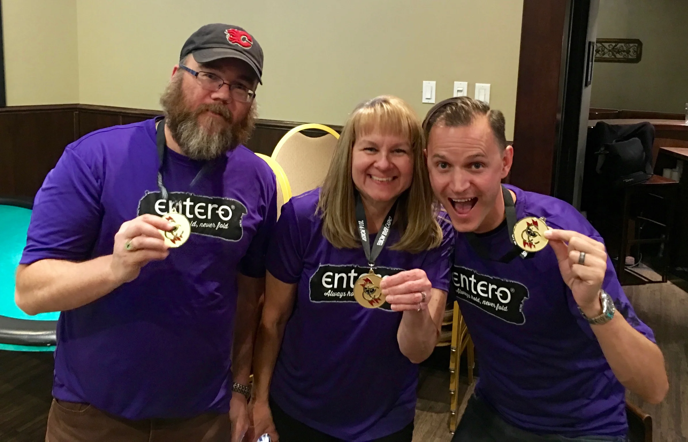 Winner, winner, chicken dinners! Shawn, Shannon, and I.